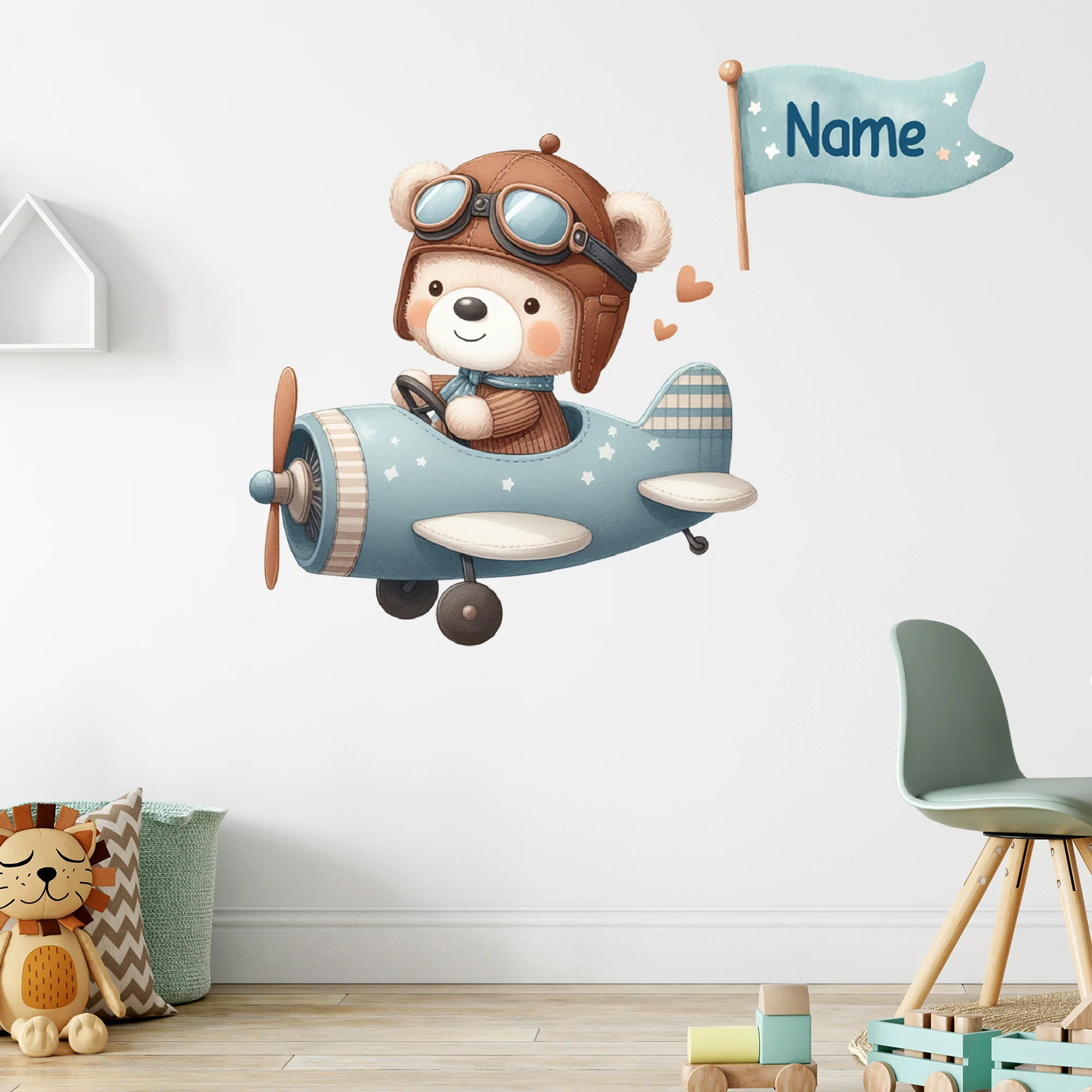 Wandtattoo Flugzeug mit Bär - Image 3