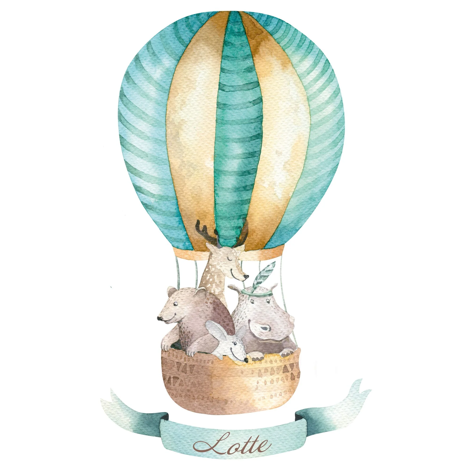 Wandtattoo Heißluftballon mit Waldtieren - Image 2