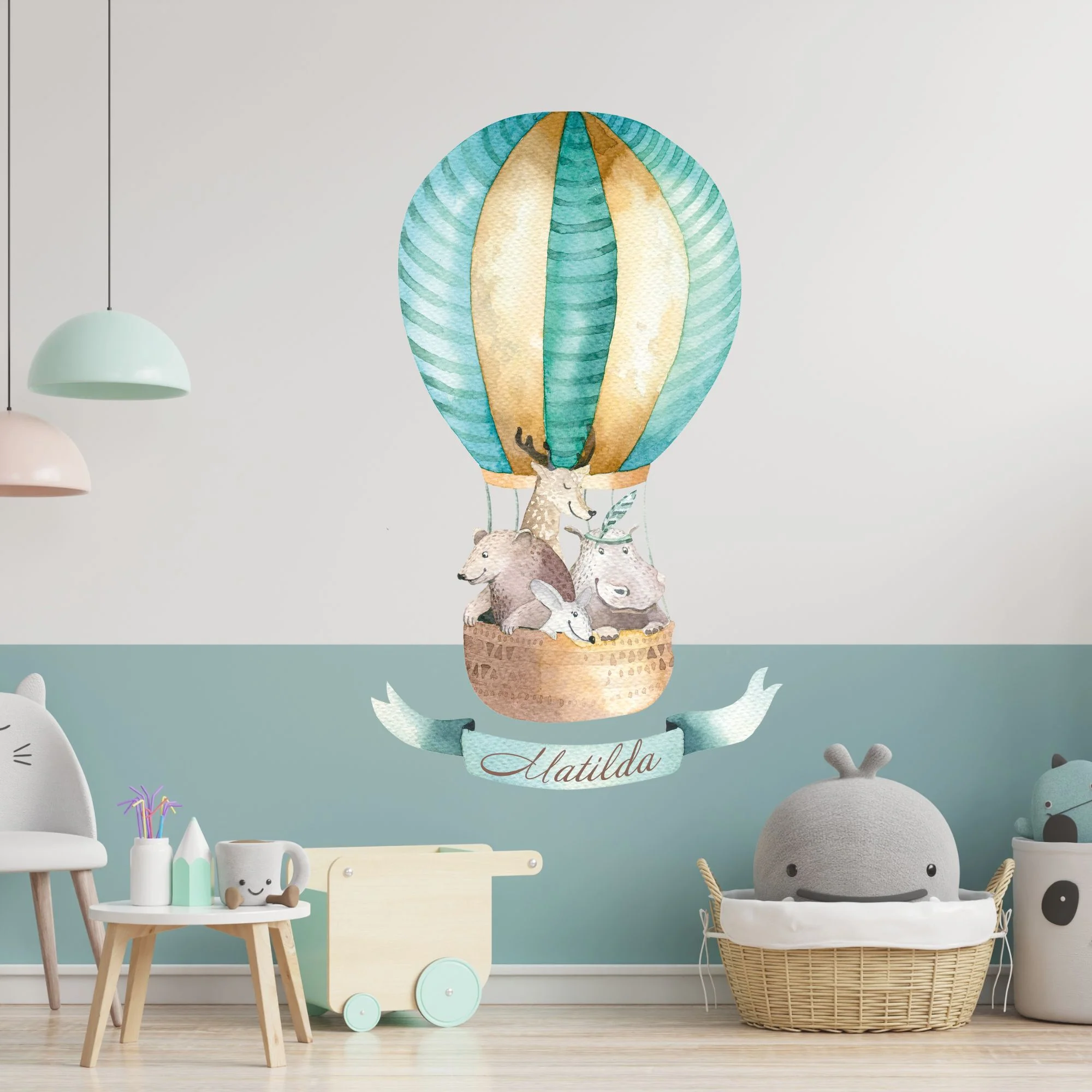 Wandtattoo Heißluftballon mit Waldtieren - Image 3