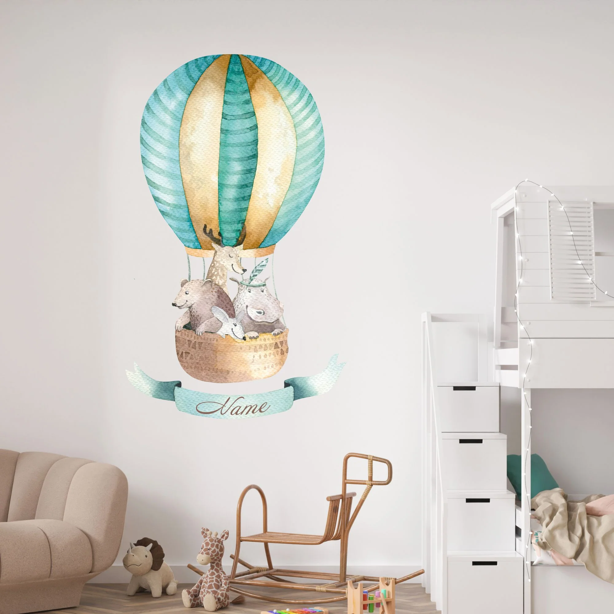 Wandtattoo Heißluftballon mit Waldtieren - Image 4