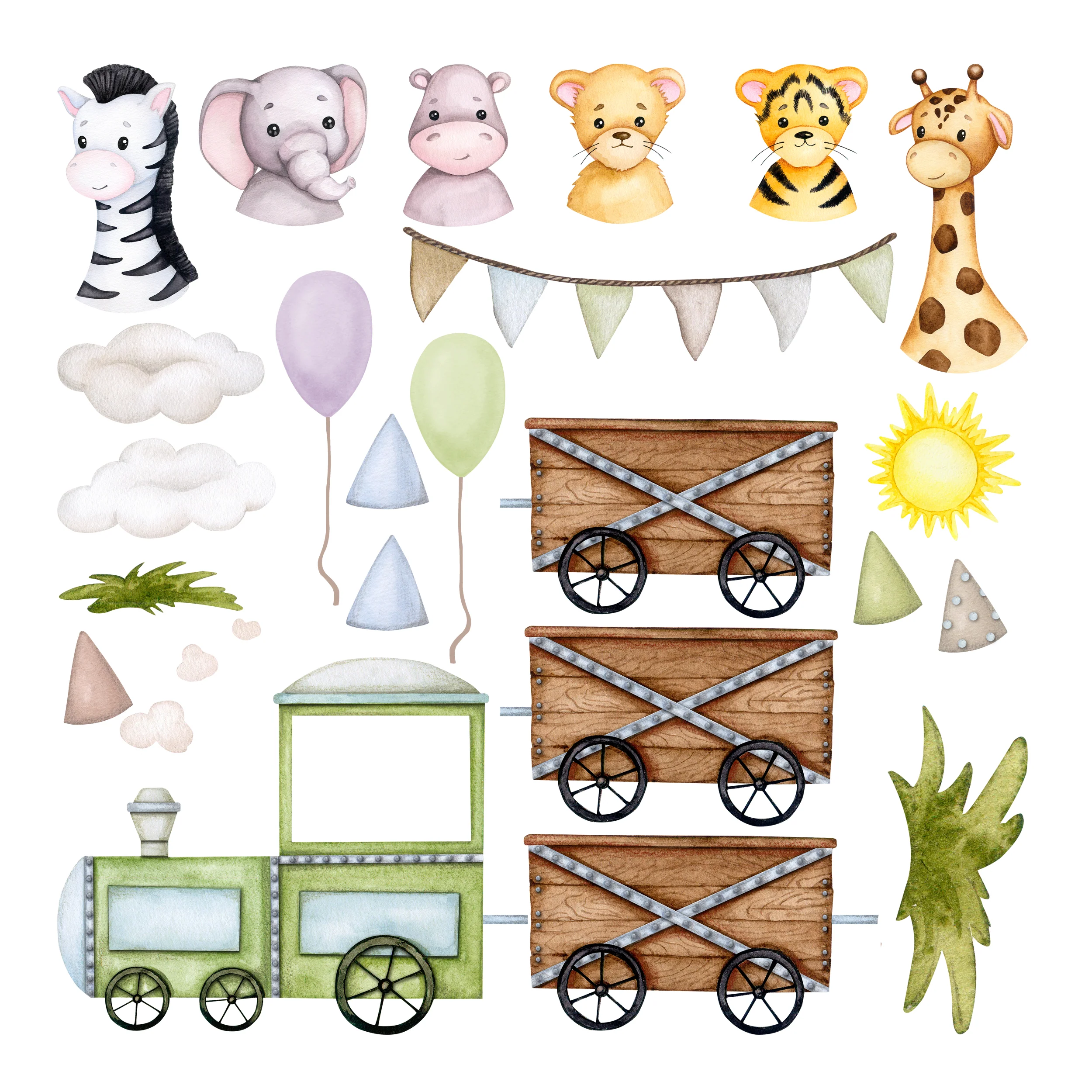 Wandtattoo Kinderzimmer - Bunte Tierfreunde Set - Image 2