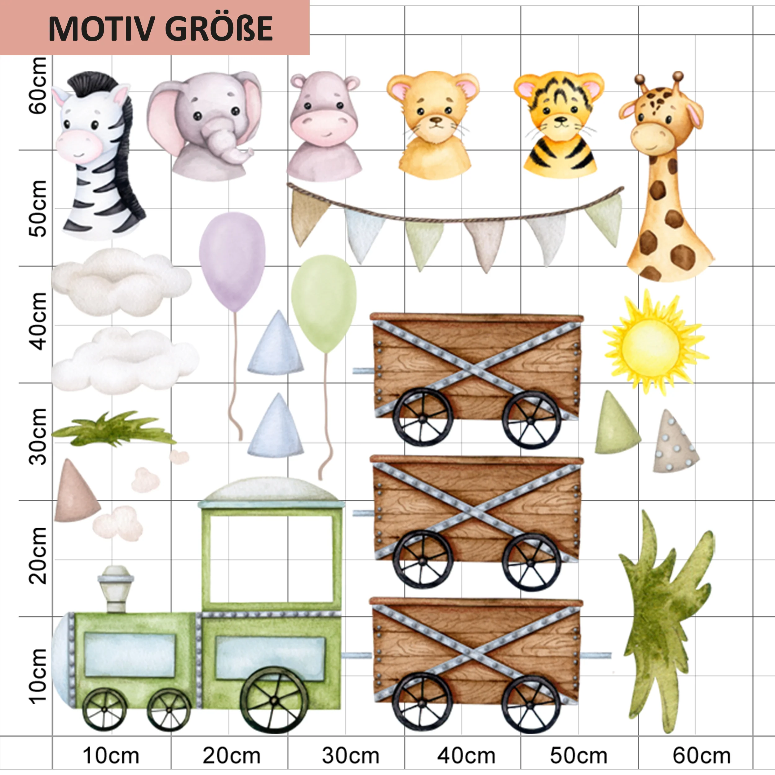 Wandtattoo Kinderzimmer - Bunte Tierfreunde Set - Image 4