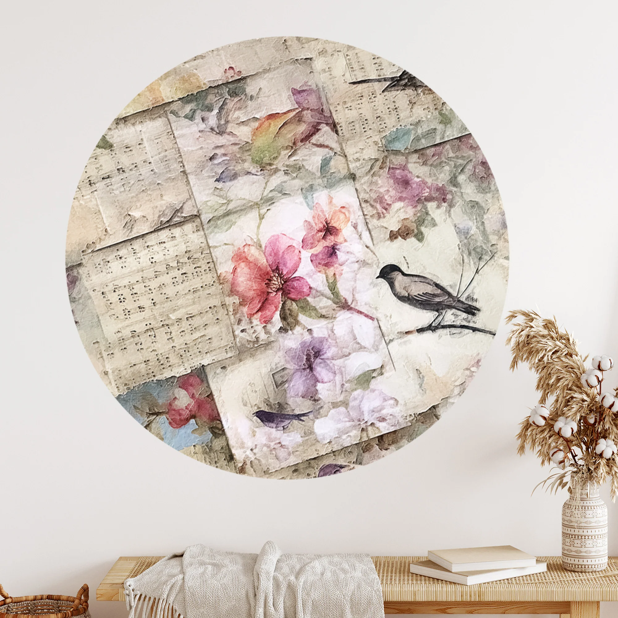 Wandtattoo mit Blumen und Vogel - Image 3