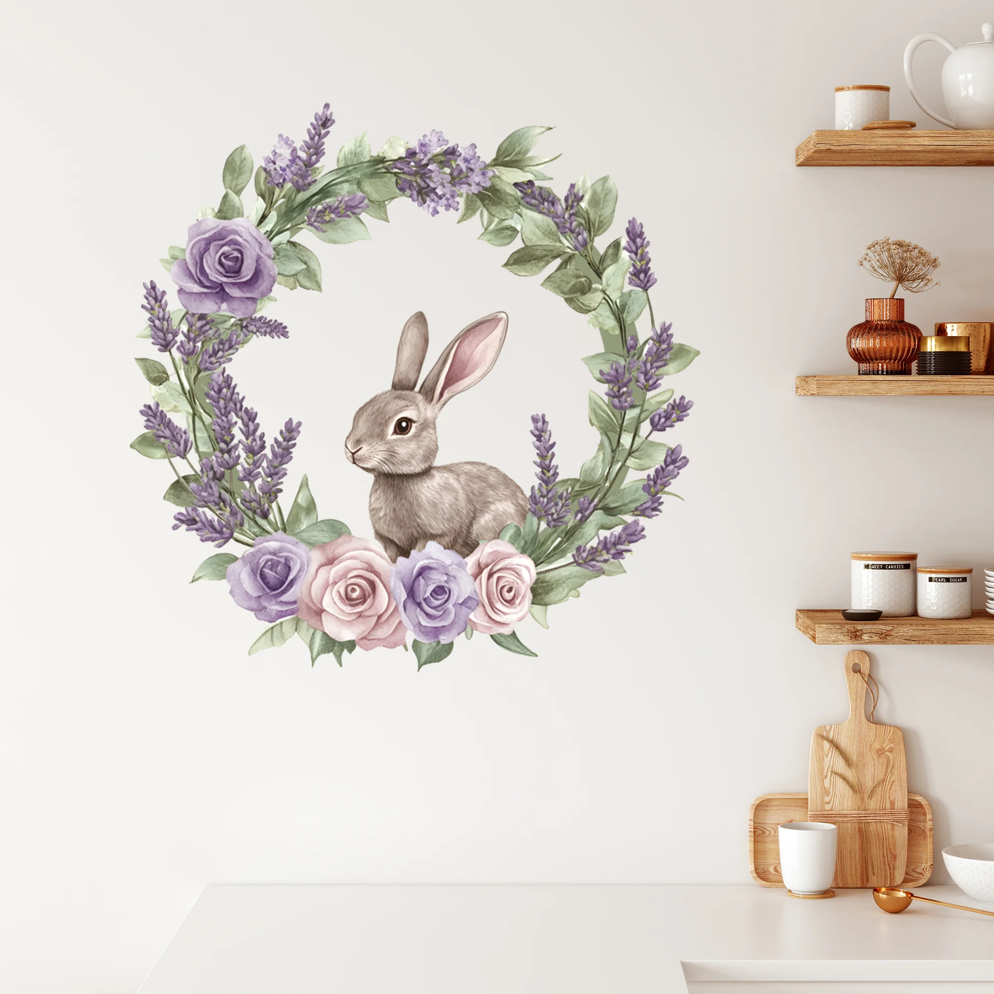 Wandtattoo Ostern mit Hase und Blumen - Image 3