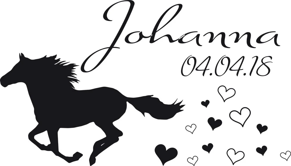 Personalisiertes Wandtattoo Pferd mit Name & Datum - Image 2