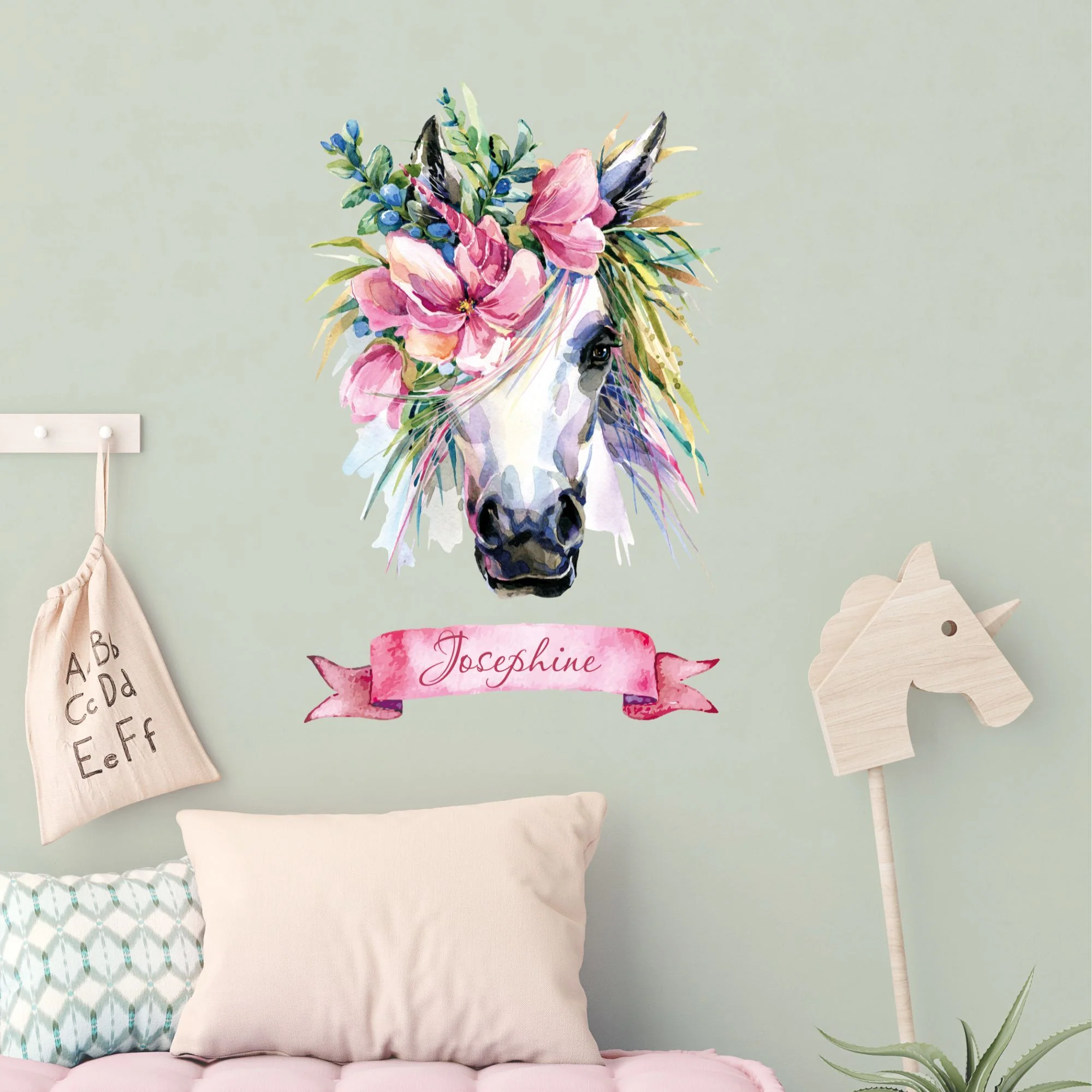 Wandtattoo Einhorn mit Blumen - Image 3
