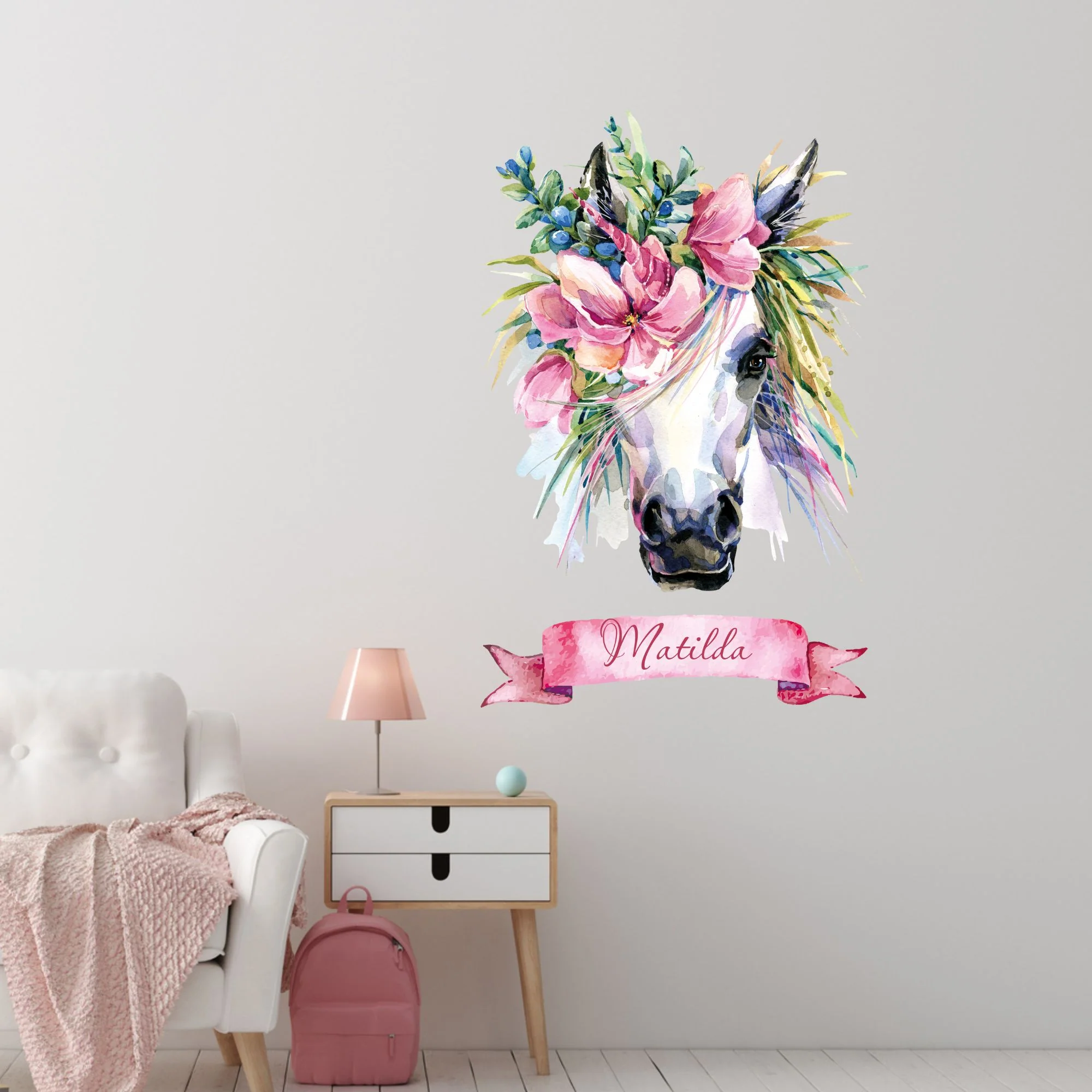 Wandtattoo Einhorn mit Blumen - Image 4