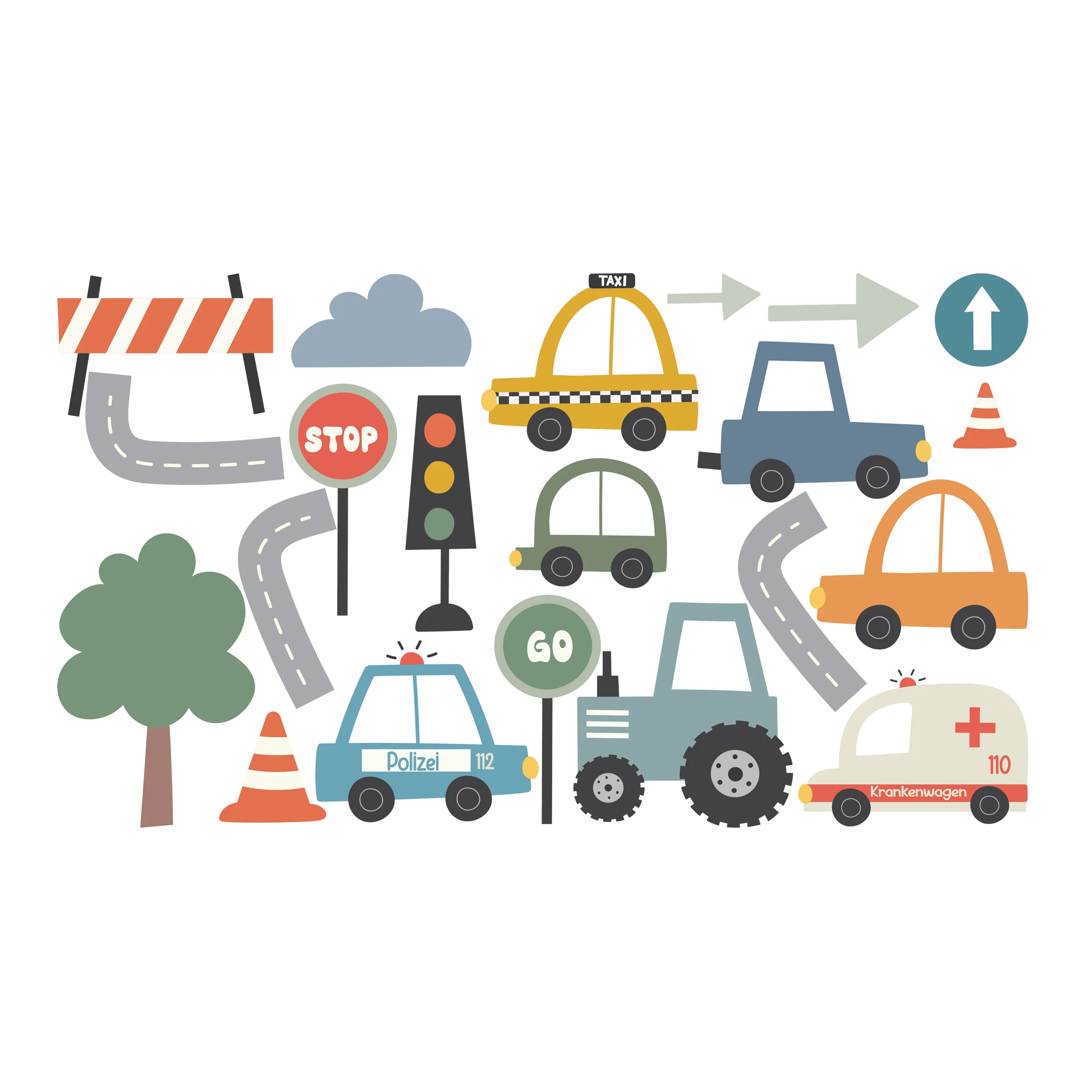 Wandtattoo-Set mit Autos, Polizei & Krankenwagen - Image 2