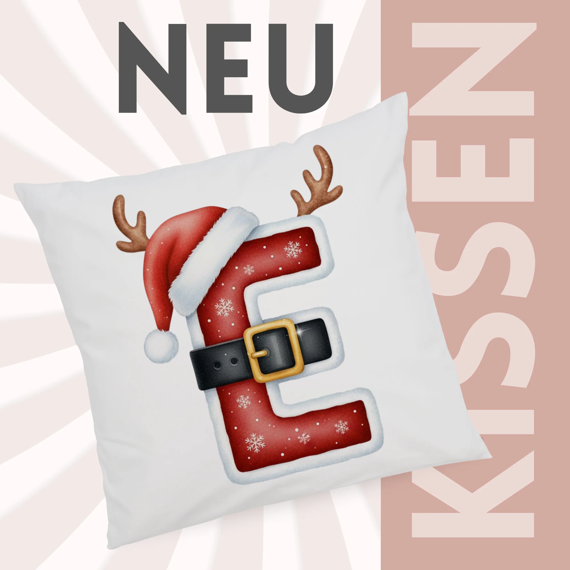 Weihnachts Kissenbezug Buchstabe E - Image 3