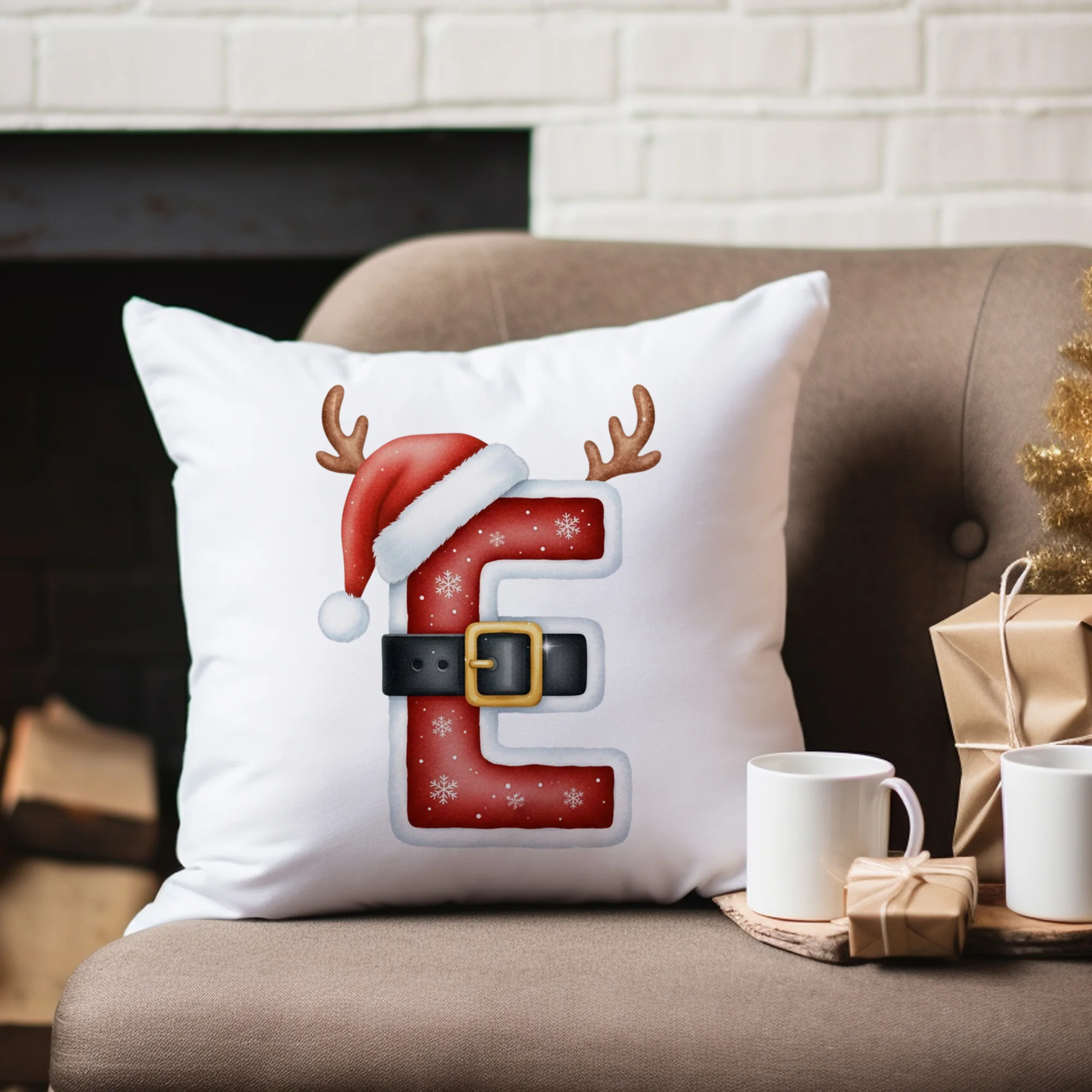 Weihnachts Kissenbezug Buchstabe E - Image 4