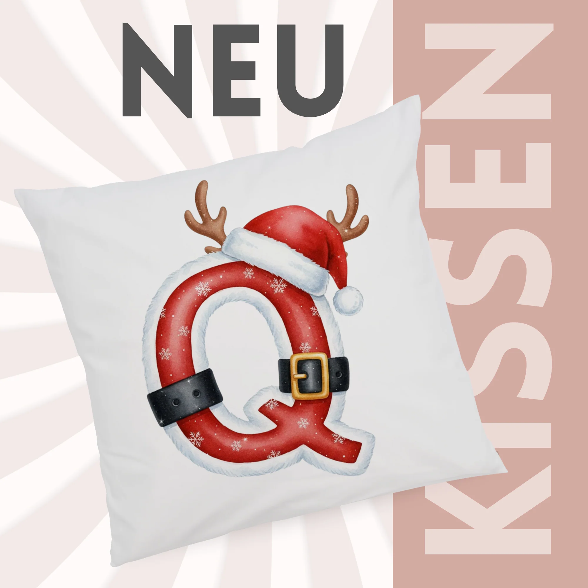 Weihnachts Kissenbezug Buchstabe Q - Image 3