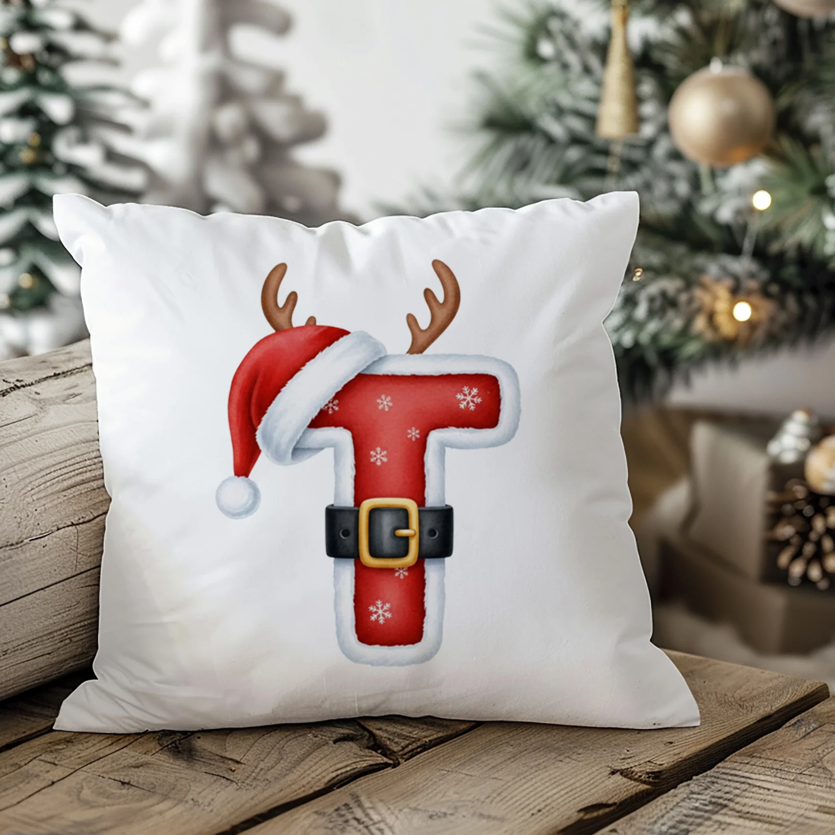 Weihnachts Kissenbezug Buchstabe T - Image 2