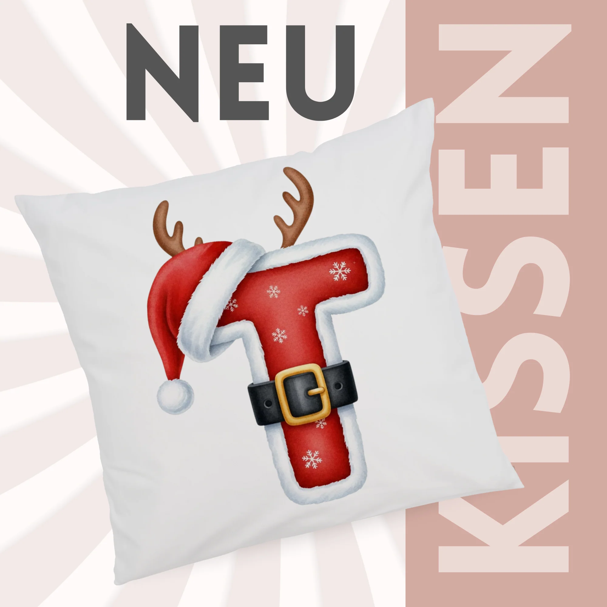 Weihnachts Kissenbezug Buchstabe T - Image 3