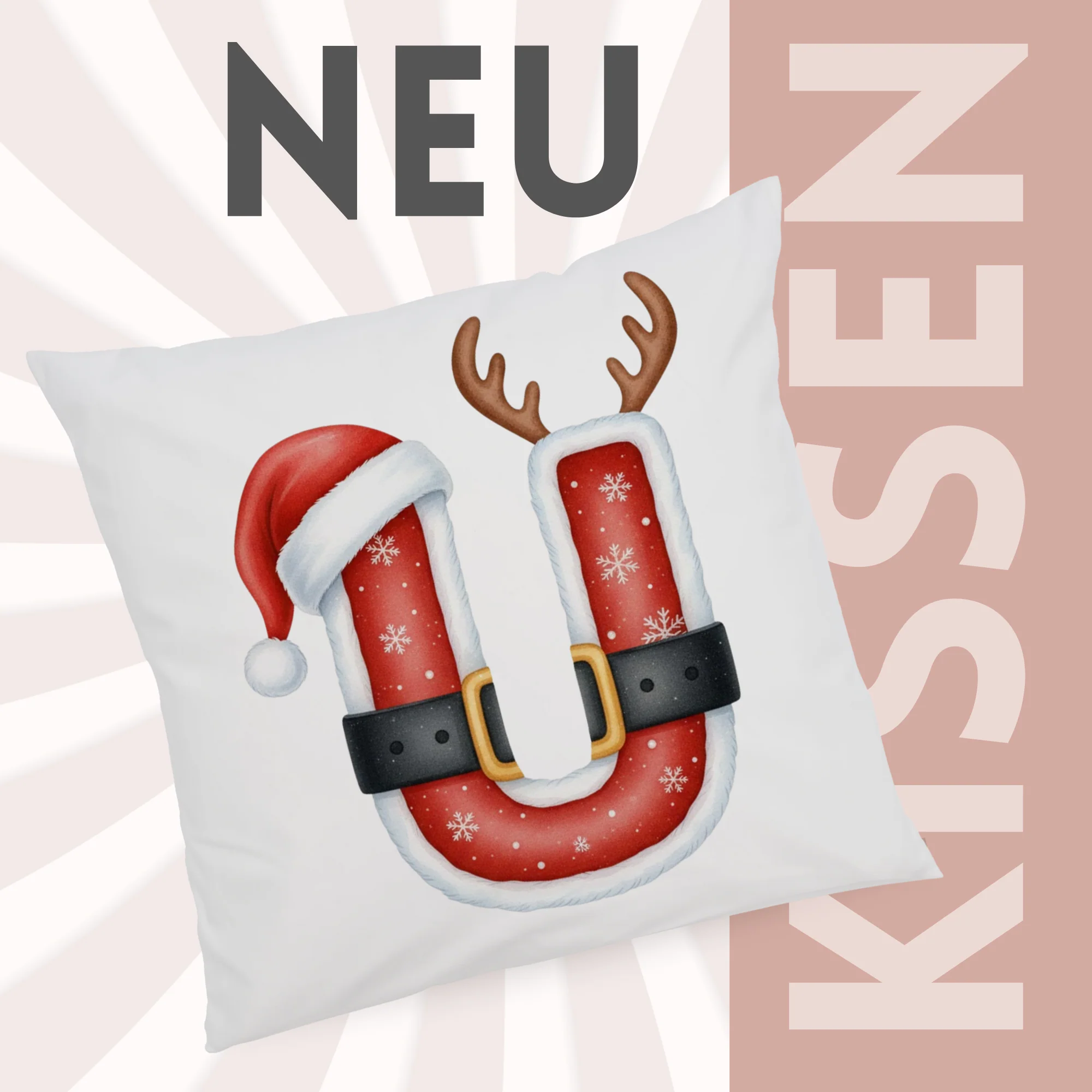 Weihnachts Kissenbezug Buchstabe U - Image 3