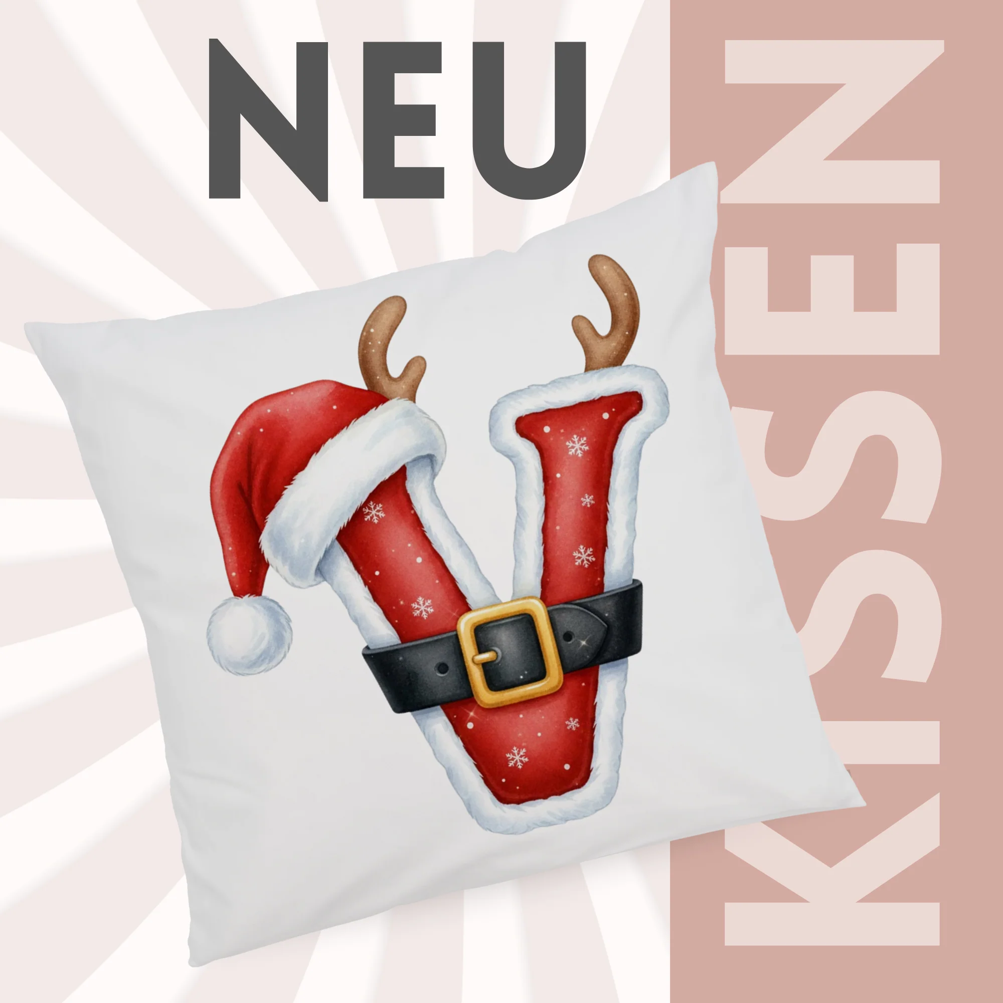 Weihnachts Kissenbezug Buchstabe V - Image 3