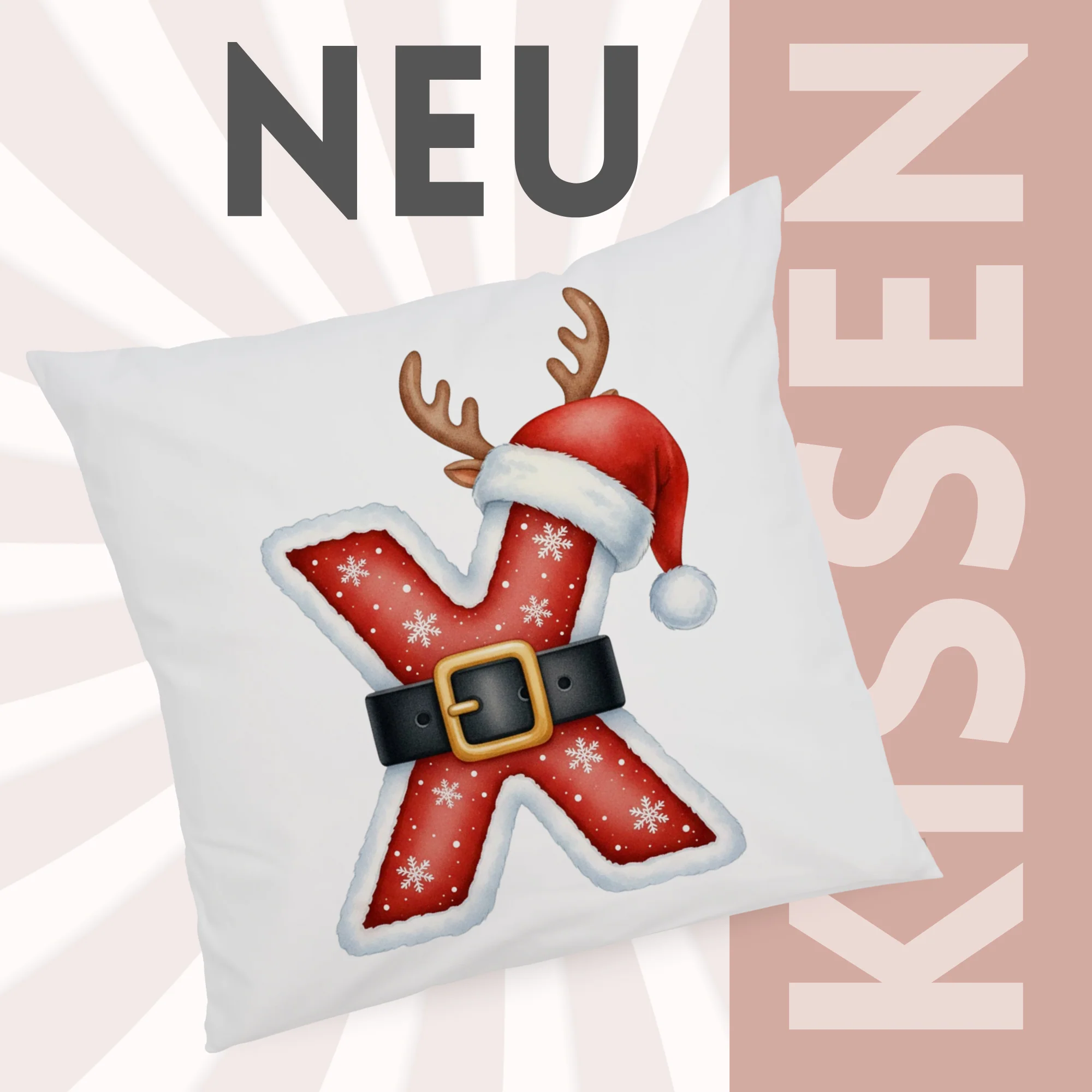 Weihnachts Kissenbezug Buchstabe X - Image 3