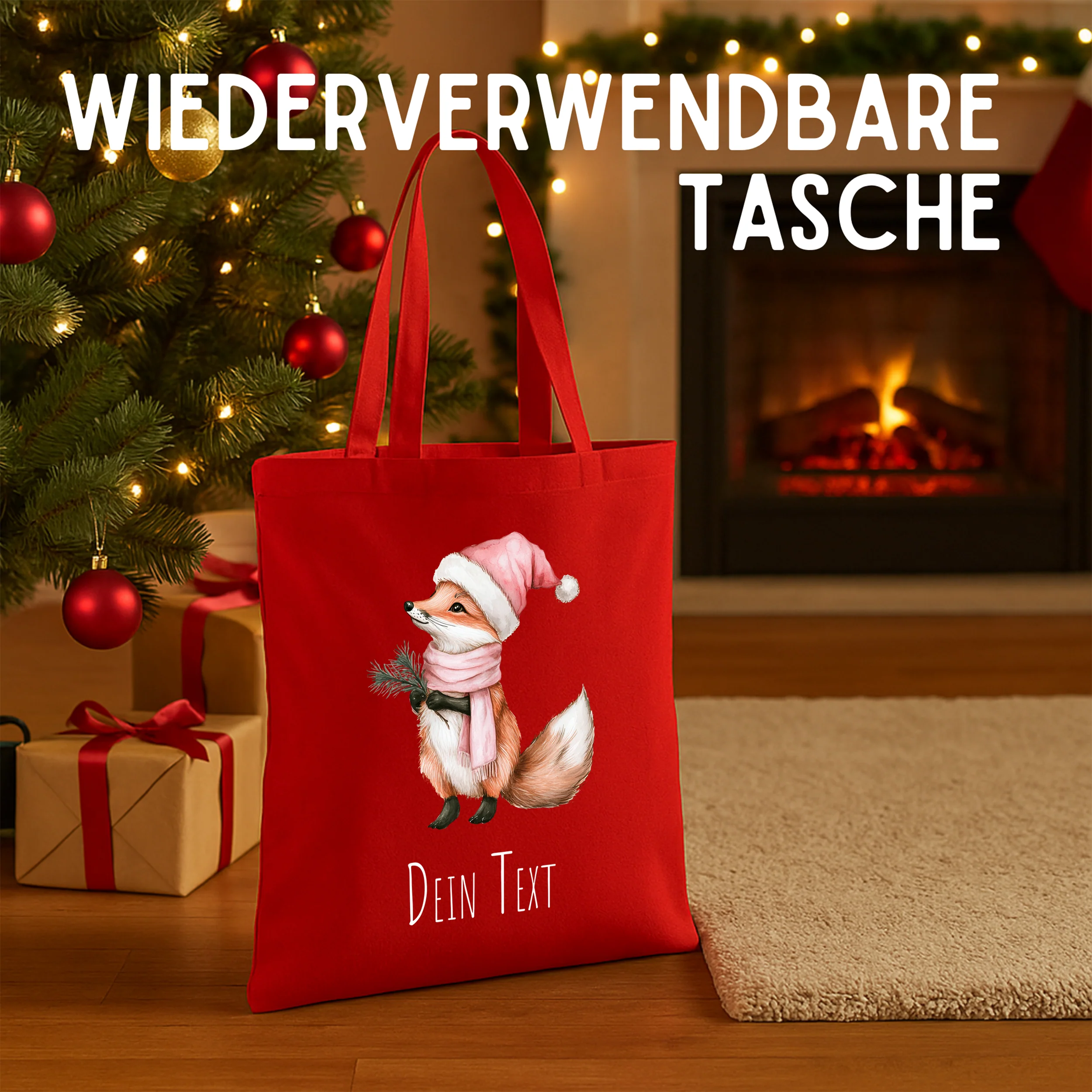 Weihnachtseinkaufstasche Fuchs - Fröhliche Feiertage mit Stil - Image 2