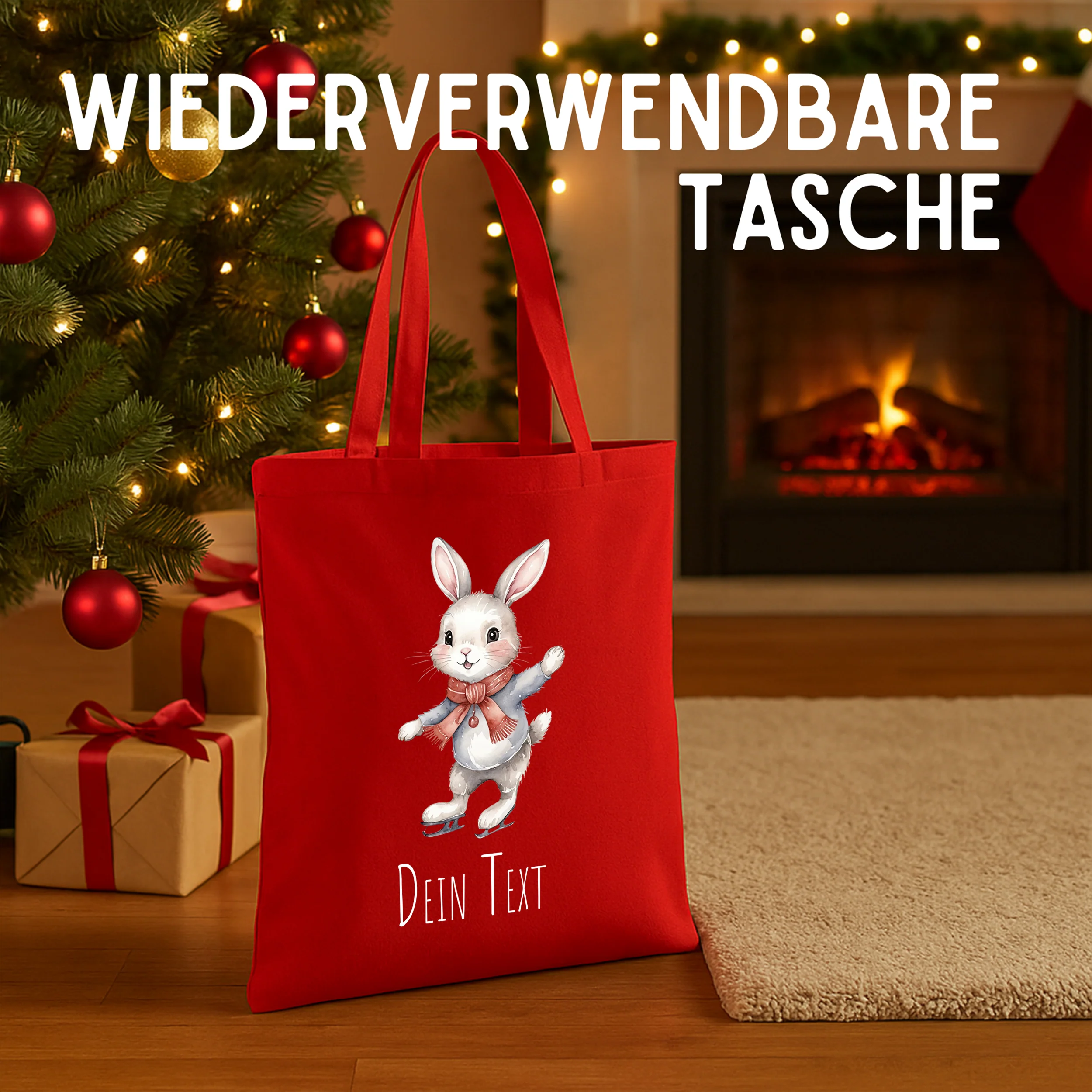 Weihnachtseinkaufstasche Hase - Fröhliche Festtagsfreude - Image 2