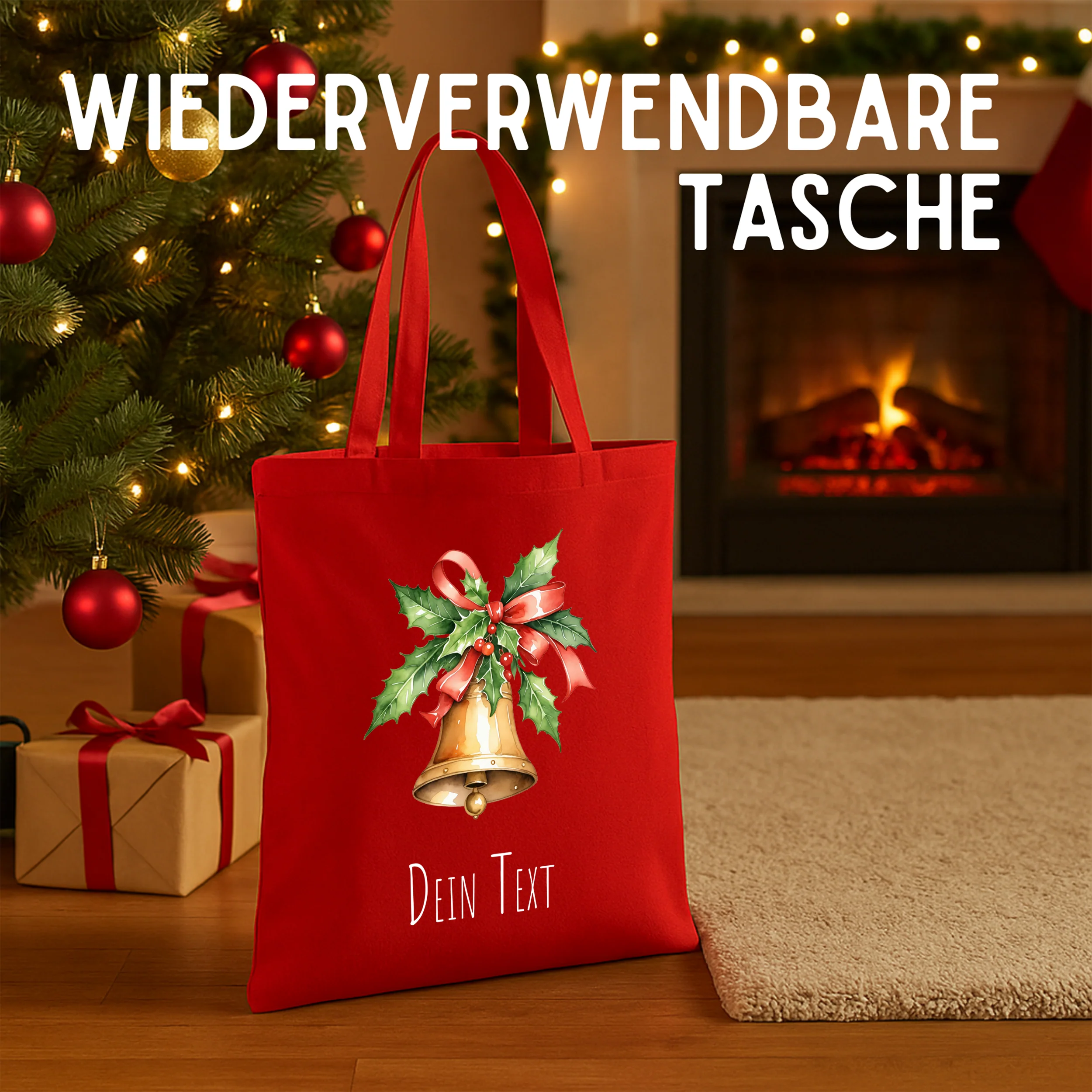 Weihnachtseinkaufstasche mit Glocke - Festliche Vorfreude - Image 2