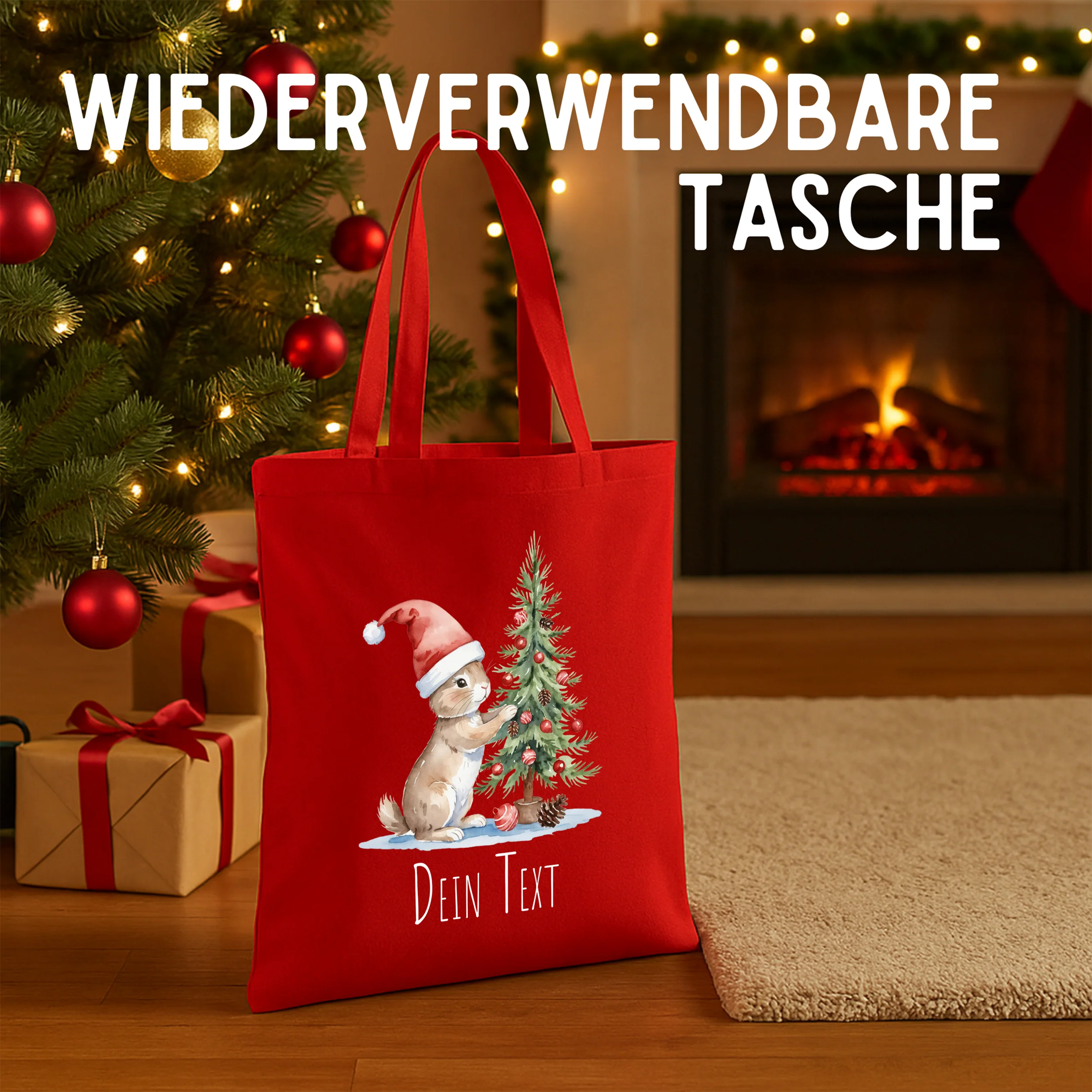 Weihnachtseinkaufstasche mit süßem Tiermotiv - Frohe Festtage - Image 2