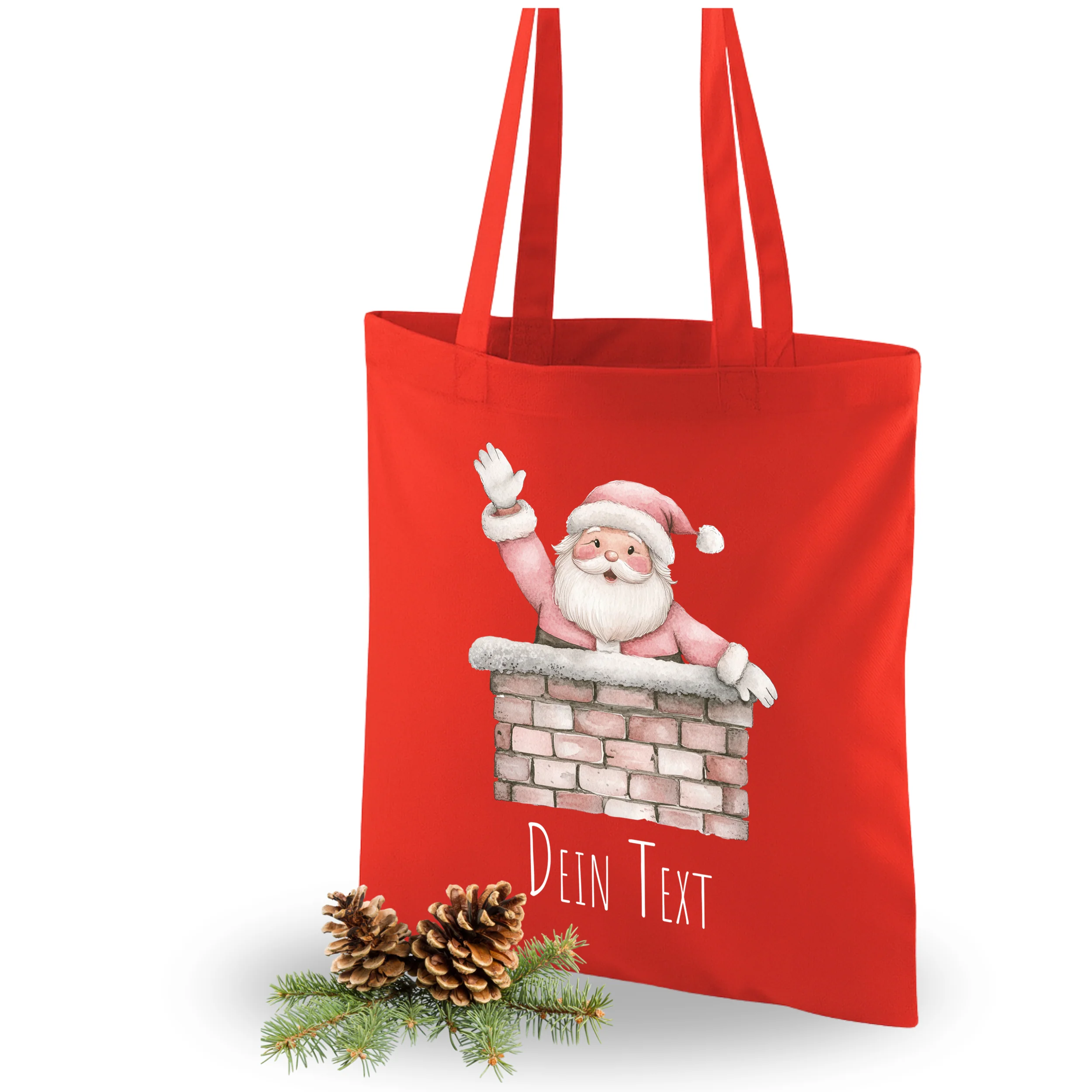 Weihnachtseinkaufstasche mit Weihnachtsmann - Fröhliche Feiertagsstimmung