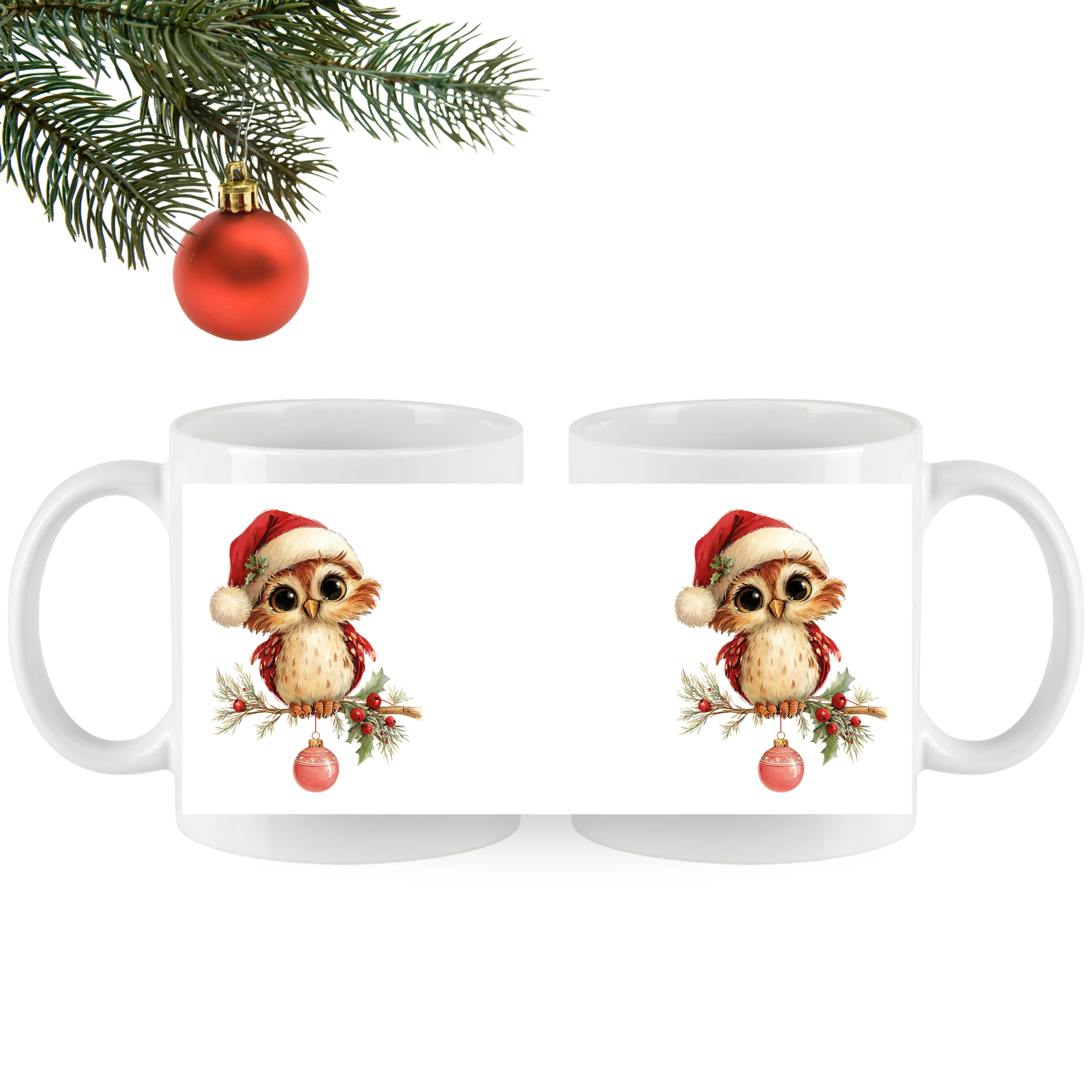 Weihnachtstasse Eule im Santa-Hut - Image 5