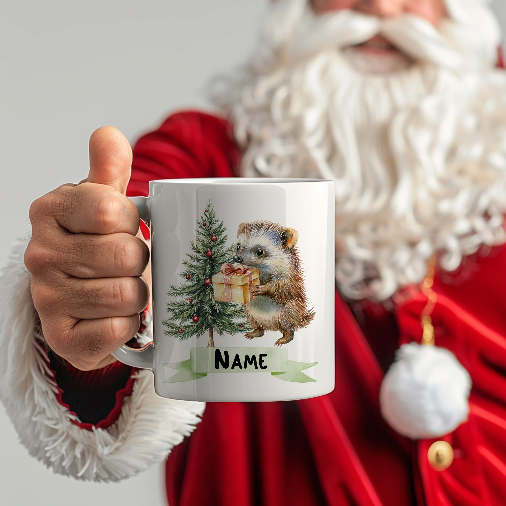 Weihnachtstasse Igel mit Geschenk - Image 2