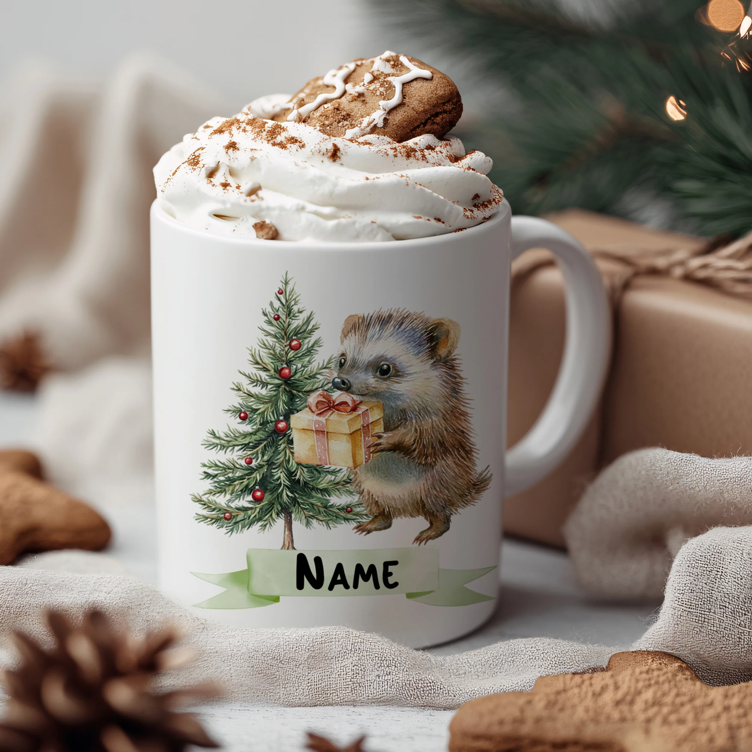 Weihnachtstasse Igel mit Geschenk - Image 3