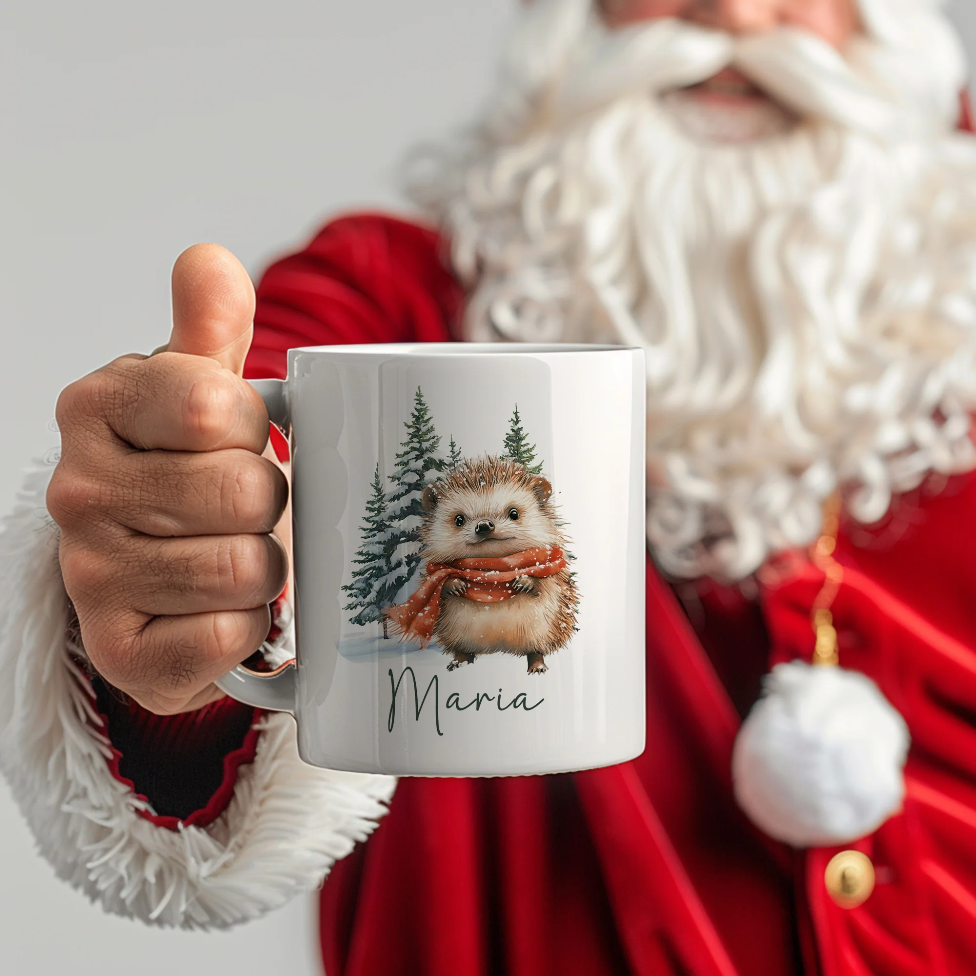 Weihnachtstasse Igel mit Name - Image 2