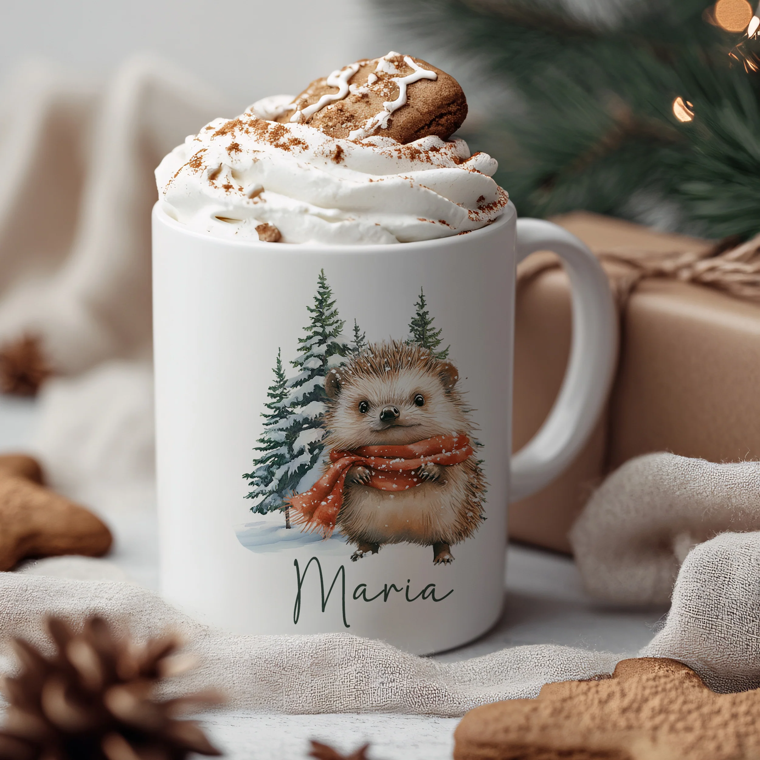 Weihnachtstasse Igel mit Name - Image 3