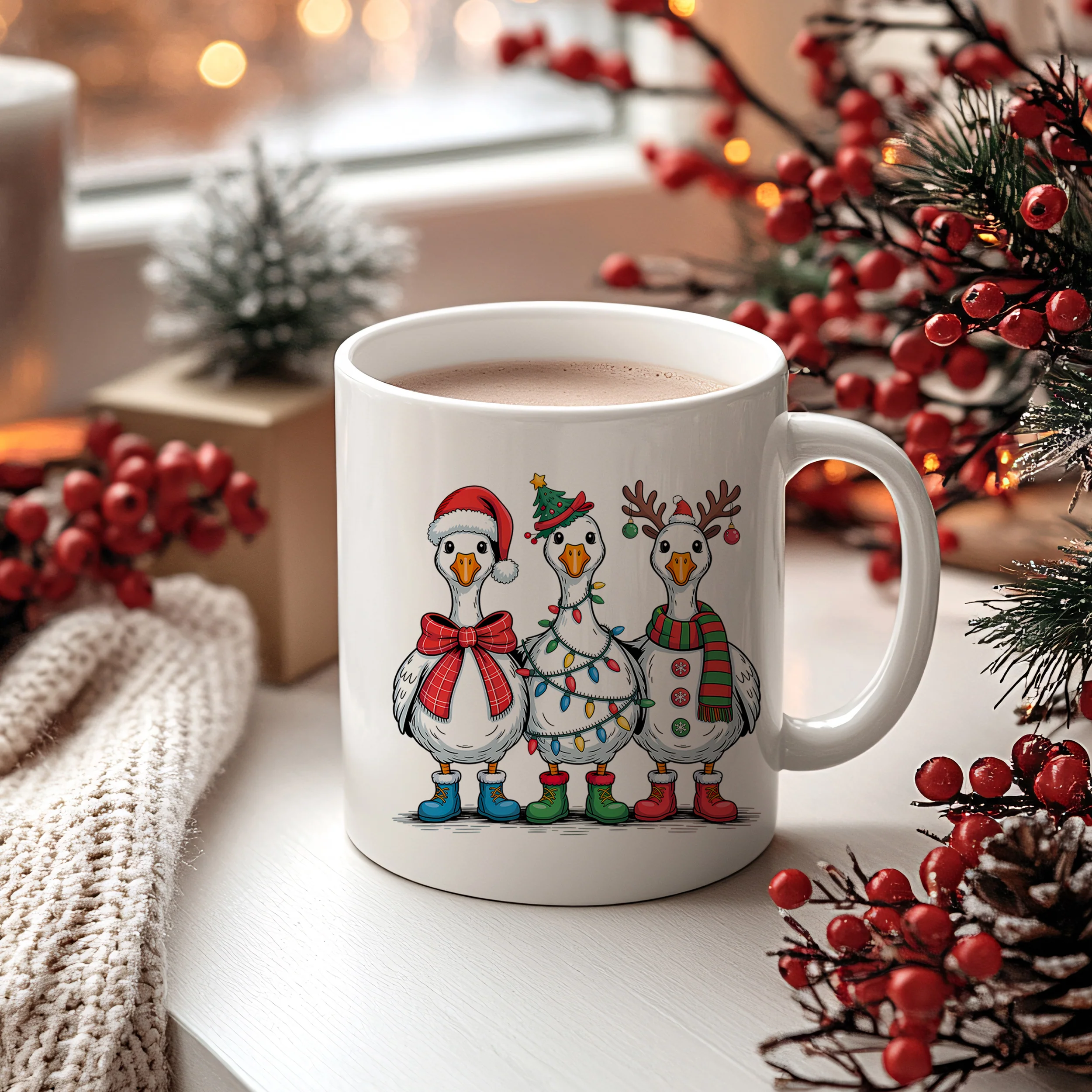Weihnachtstasse mit fröhlichen Gänsen - Image 2
