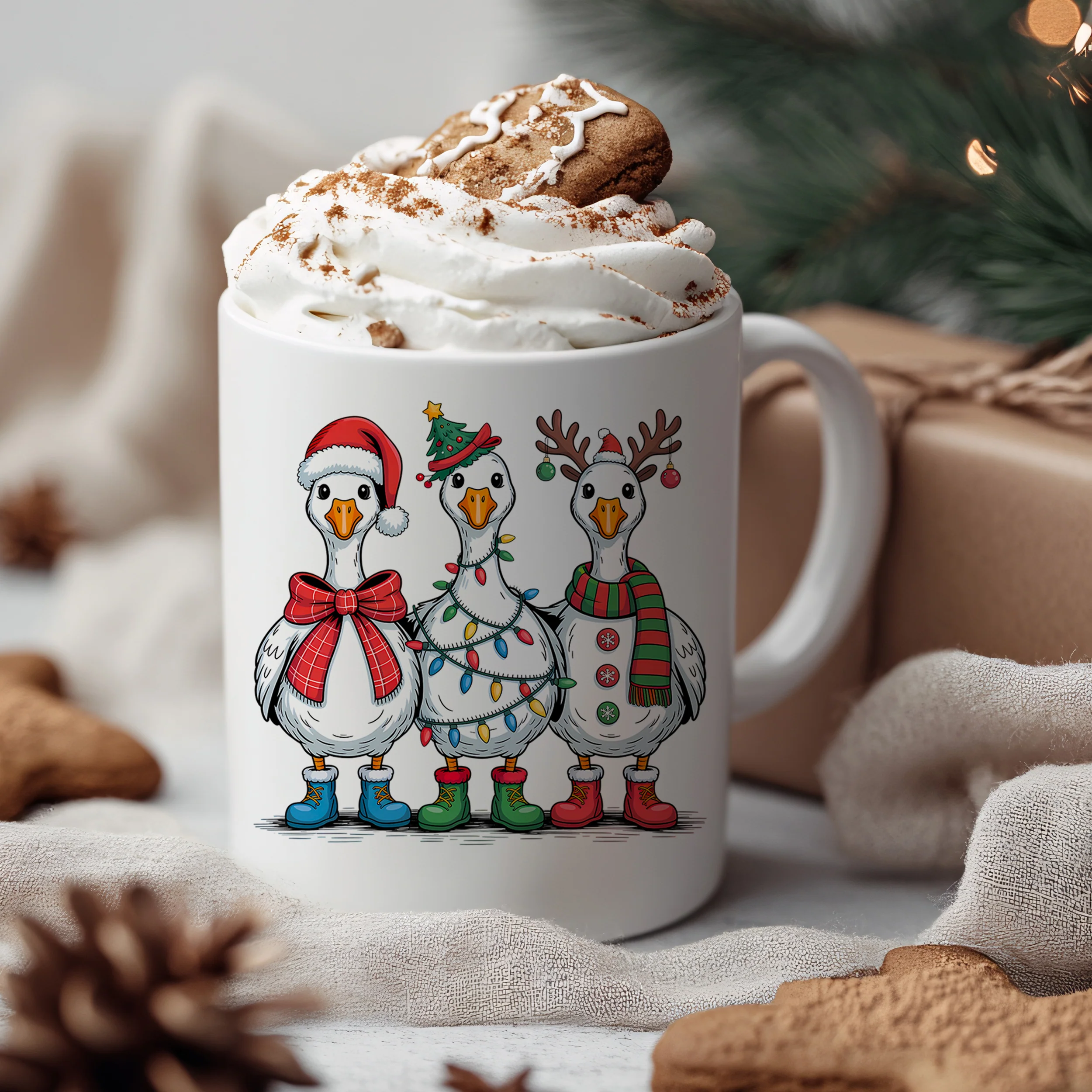 Weihnachtstasse mit fröhlichen Gänsen - Image 3