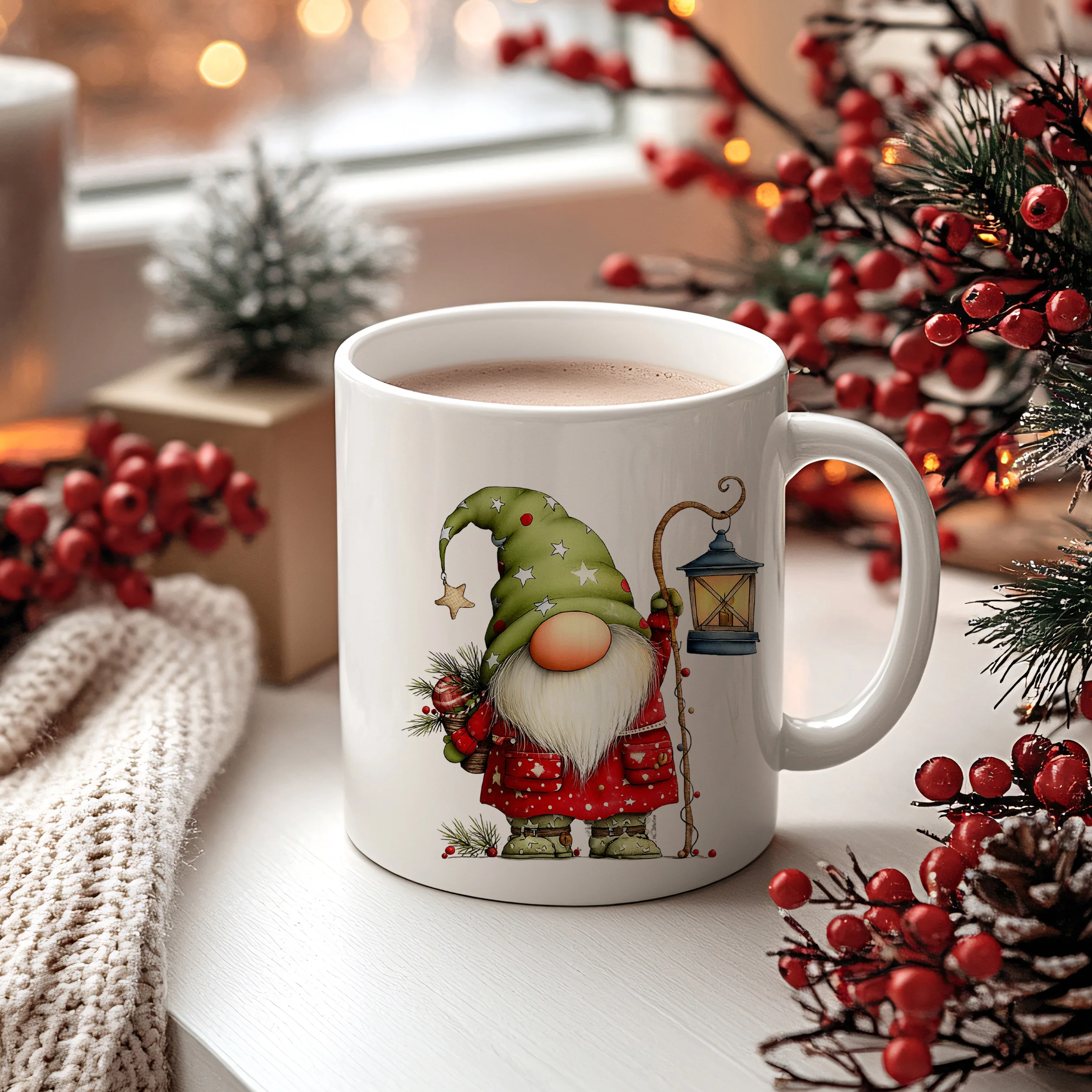 Weihnachtstasse mit Gnom und Laterne - Image 2