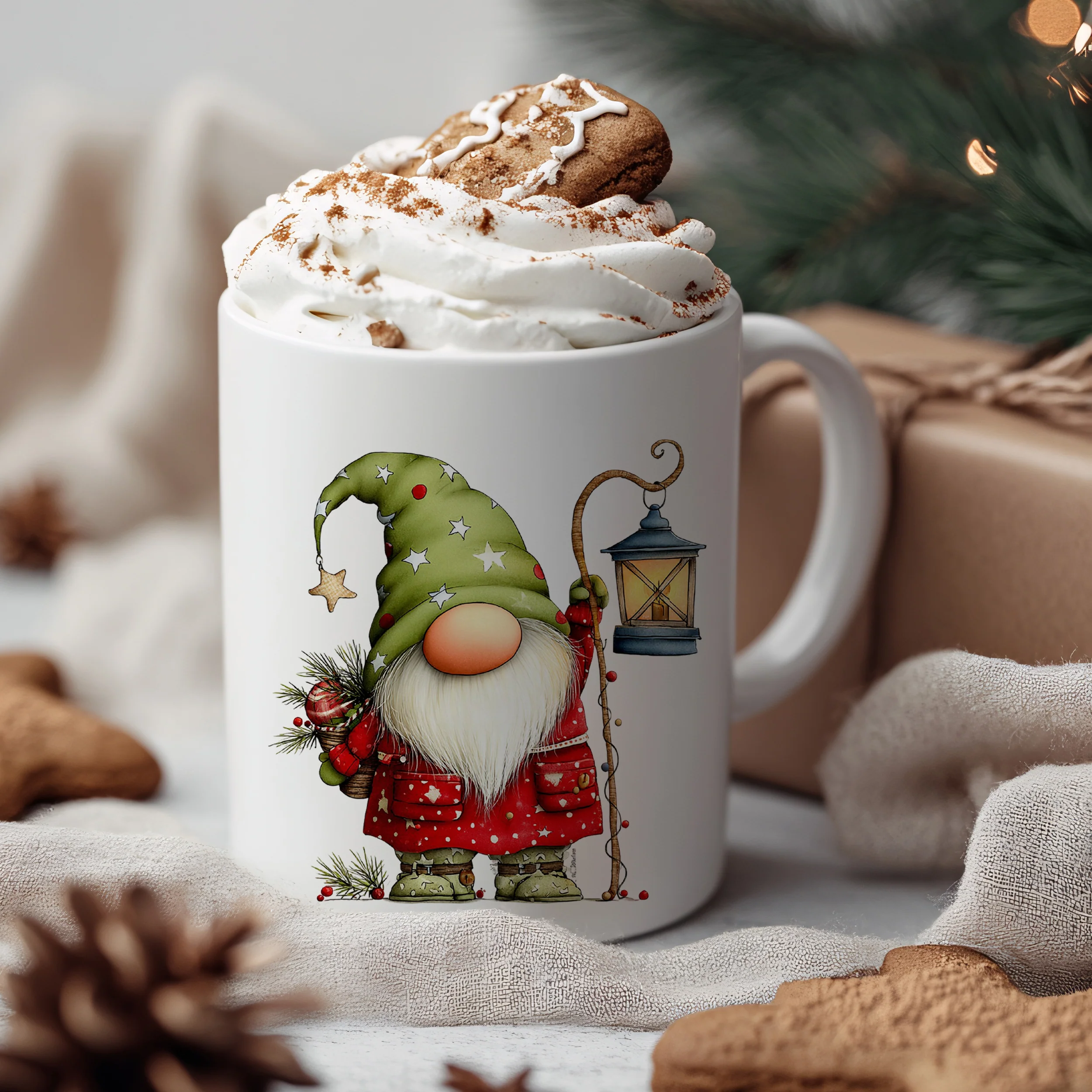 Weihnachtstasse mit Gnom und Laterne - Image 3