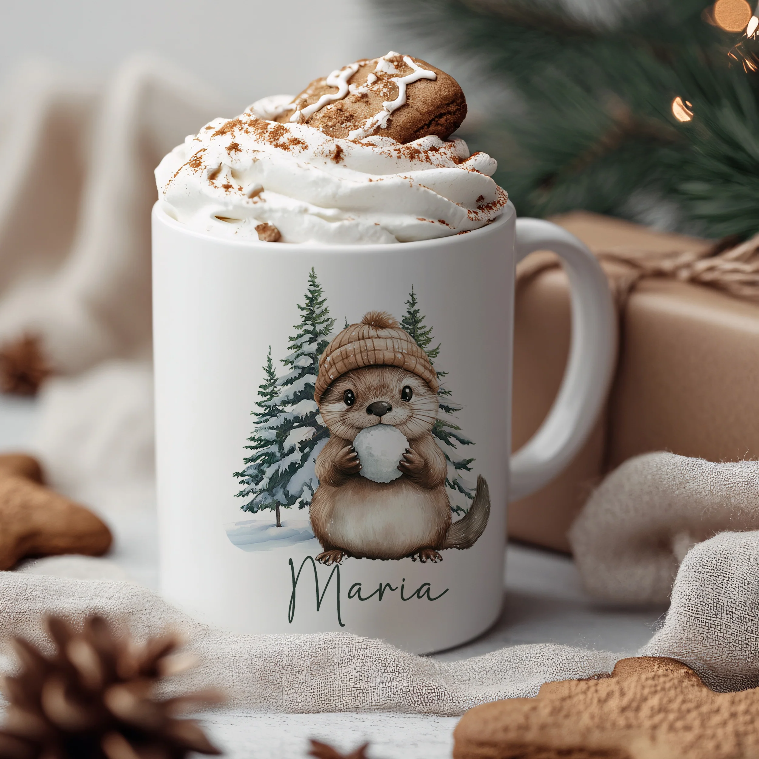 Weihnachtstasse mit niedlichem Otter - Image 3