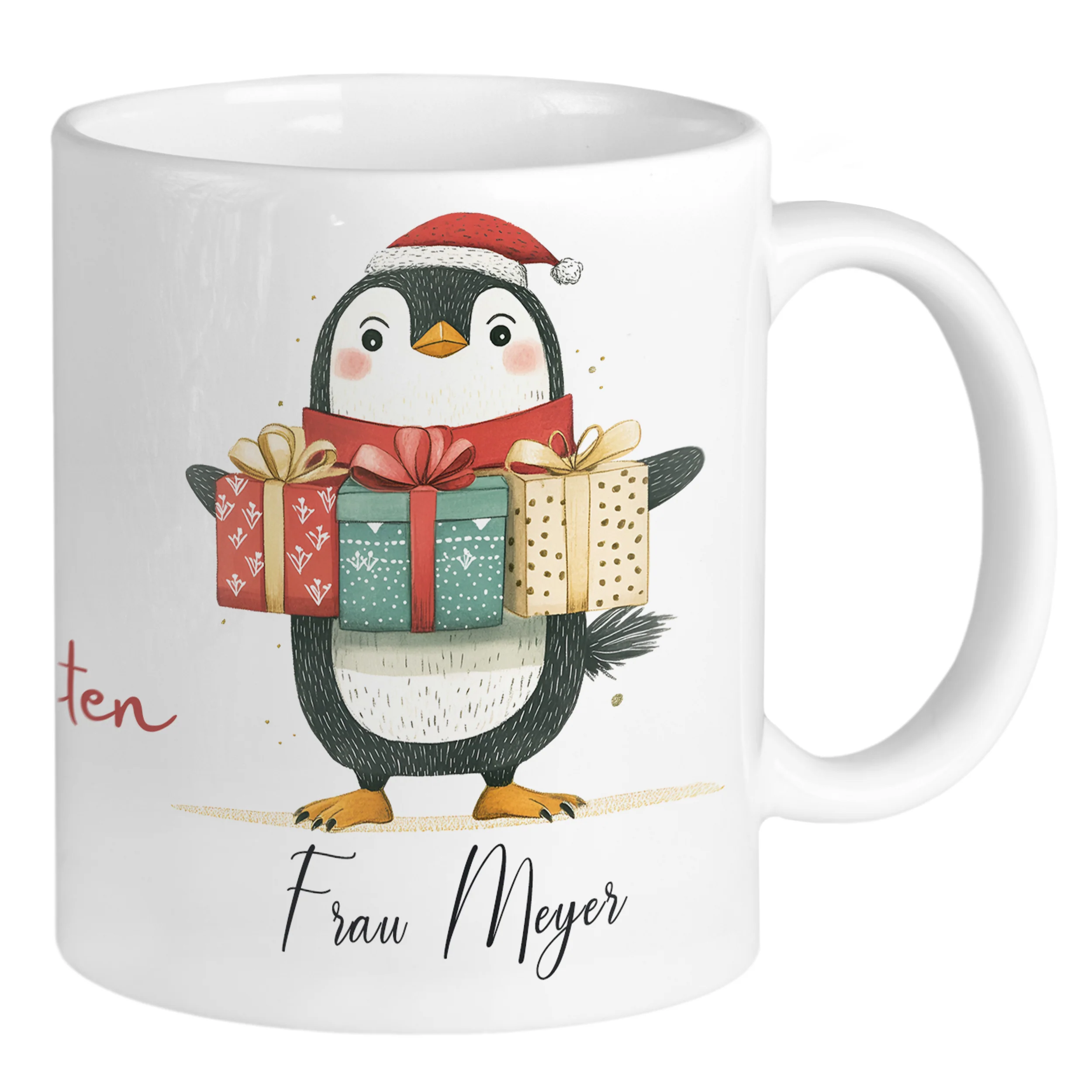 Weihnachtstasse mit Pinguin