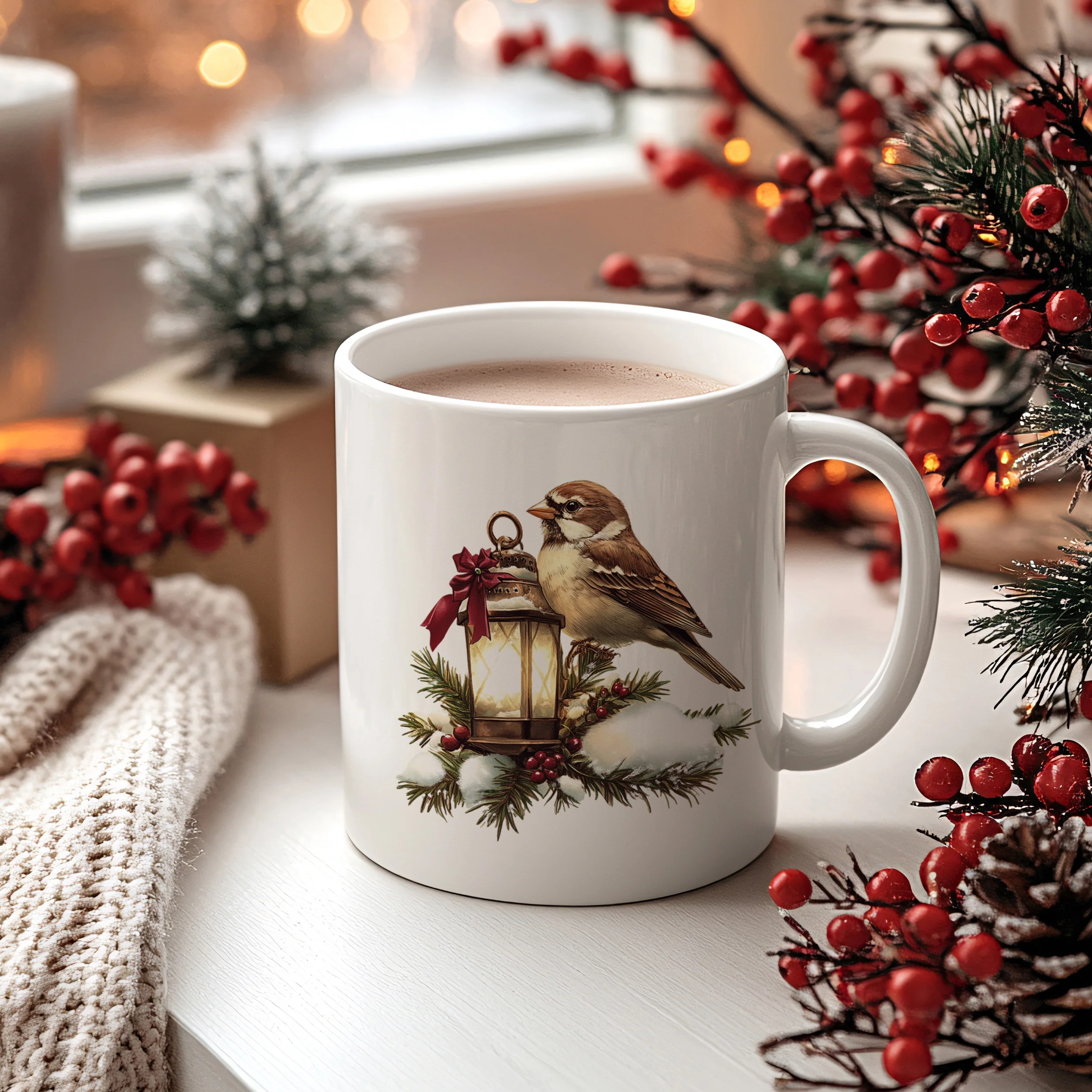 Weihnachtstasse mit Sperling - Image 2