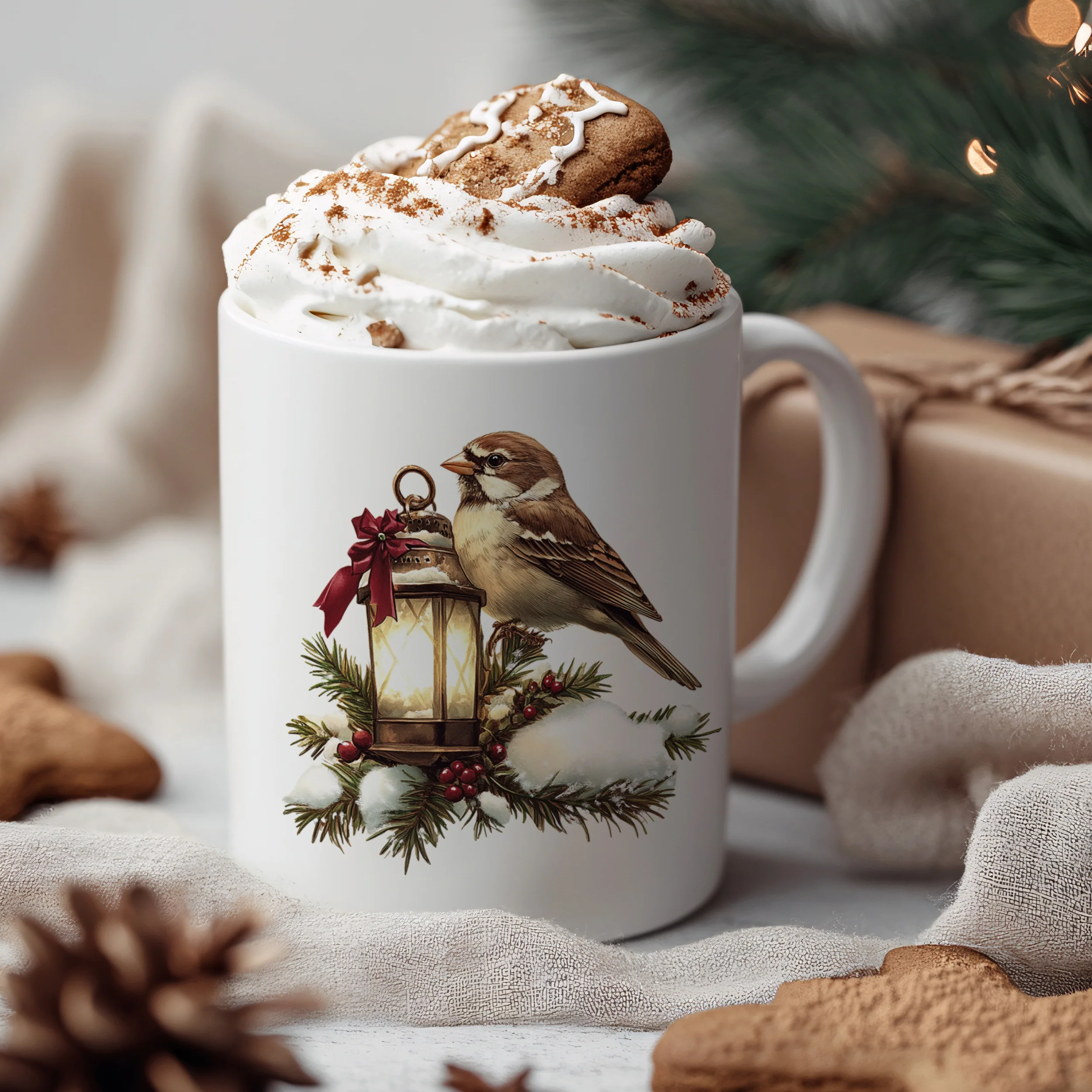 Weihnachtstasse mit Sperling - Image 3