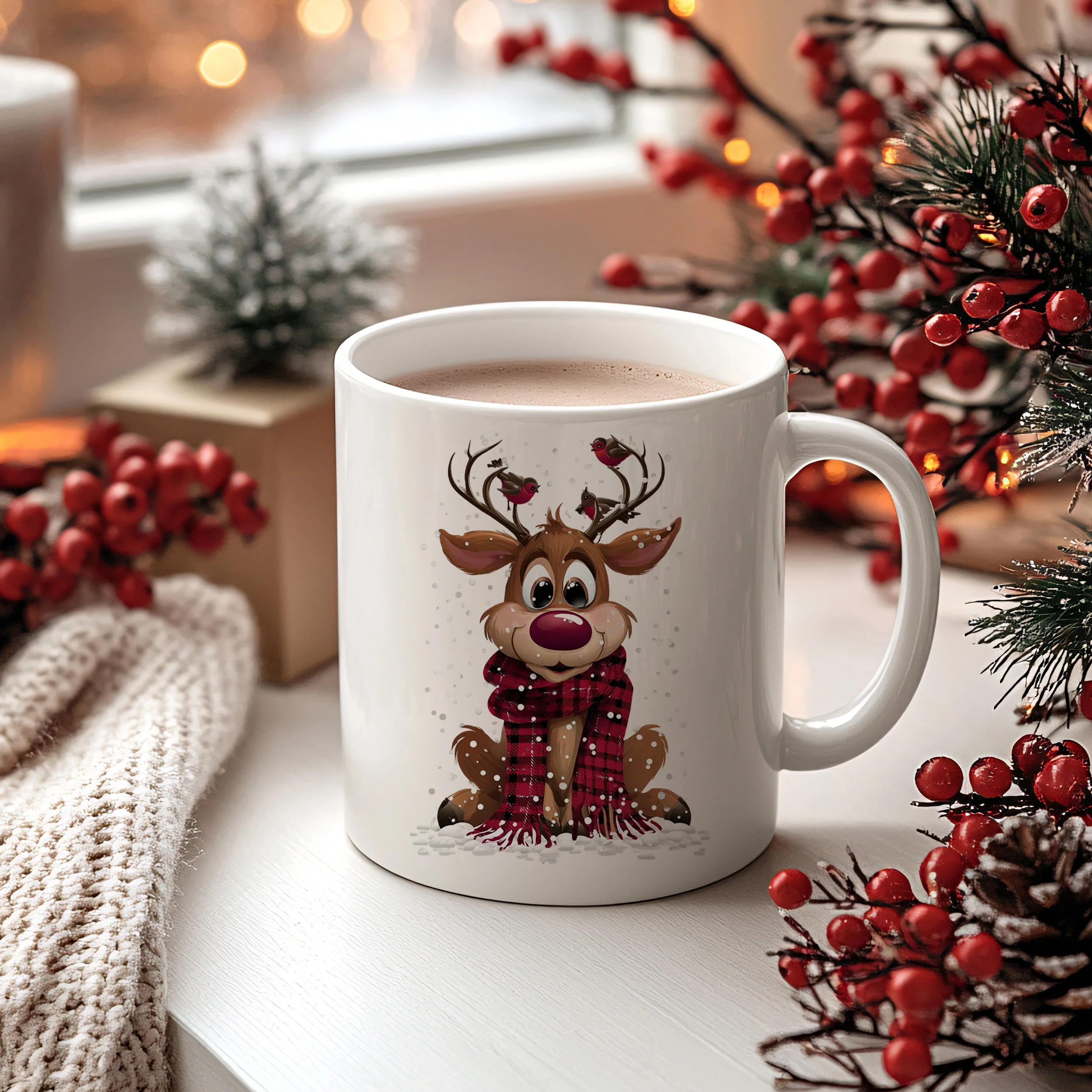Weihnachtstasse Rentier mit Schal - Image 2