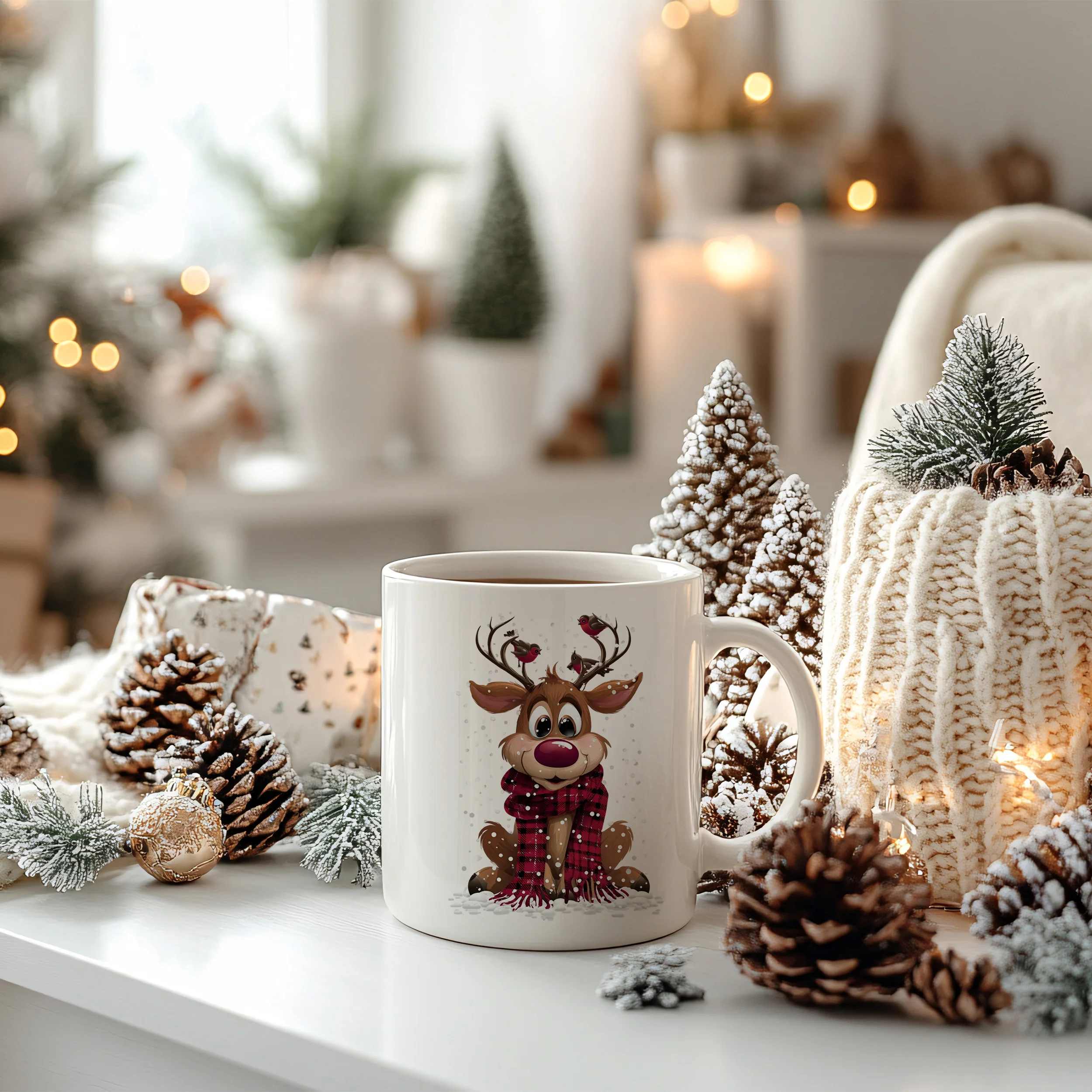 Weihnachtstasse Rentier mit Schal - Image 4