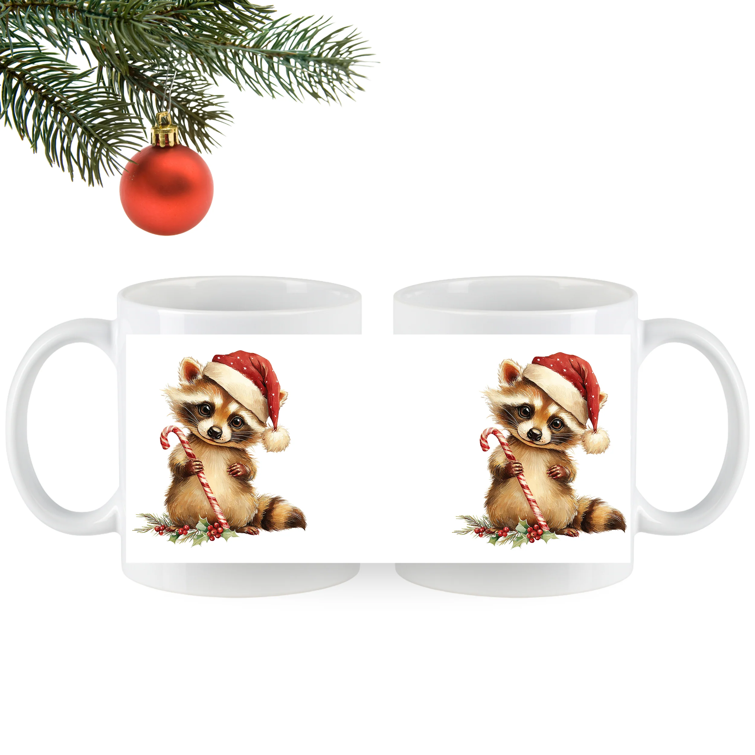 Weihnachtstasse Waschbär mit Weihnachtsmütze - Image 5