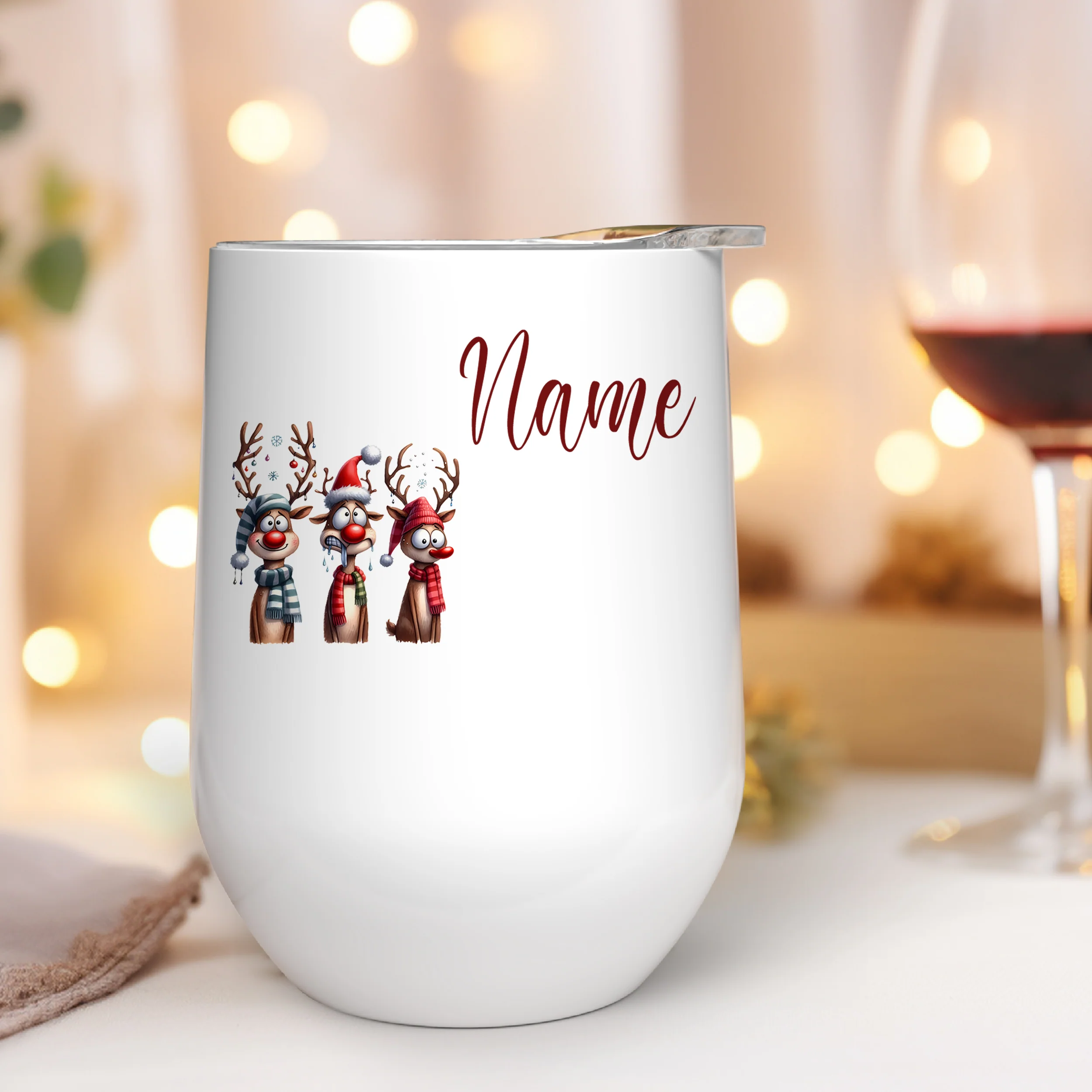 Weinbecher mit fröhlichen Rentieren - Image 2