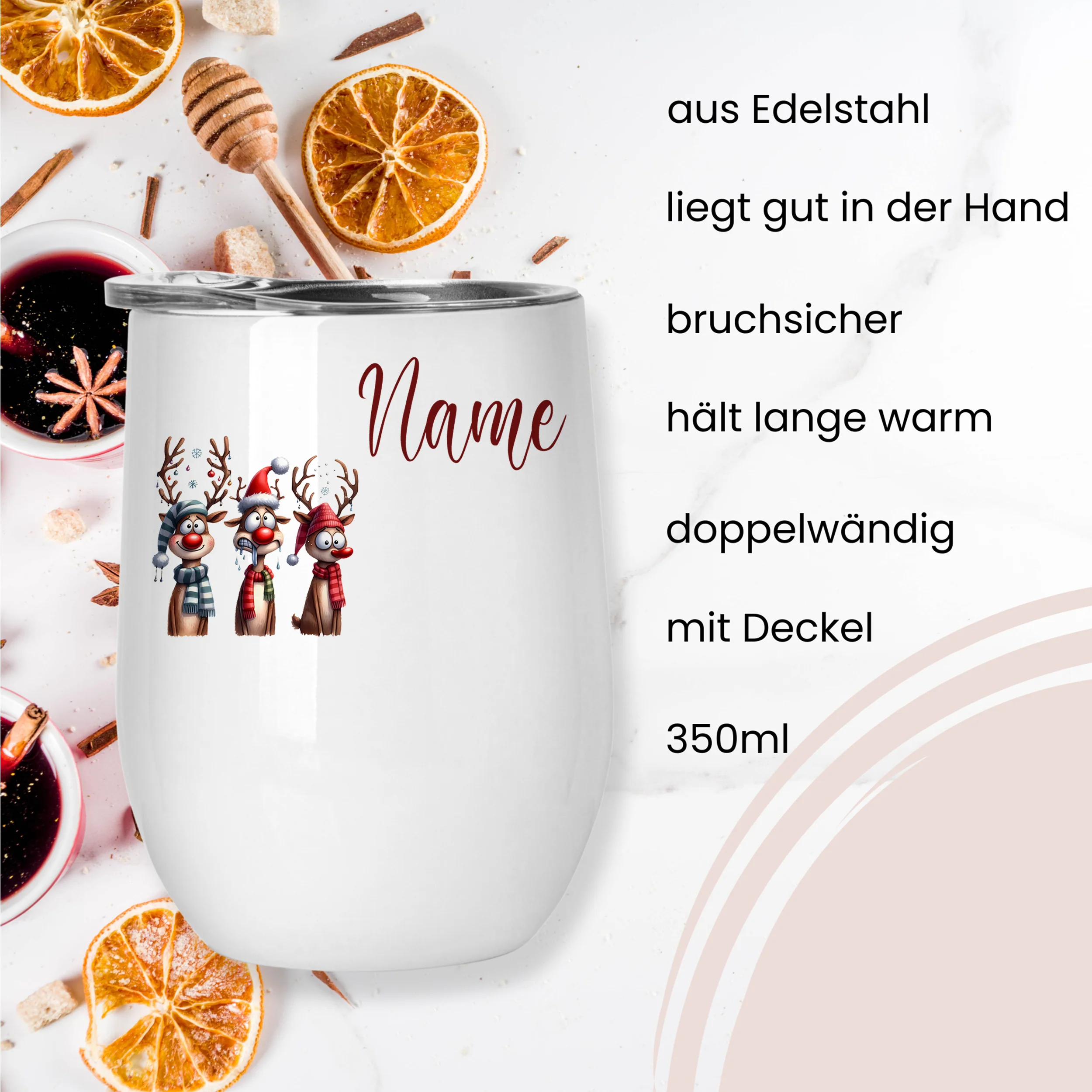 Weinbecher mit fröhlichen Rentieren - Image 3
