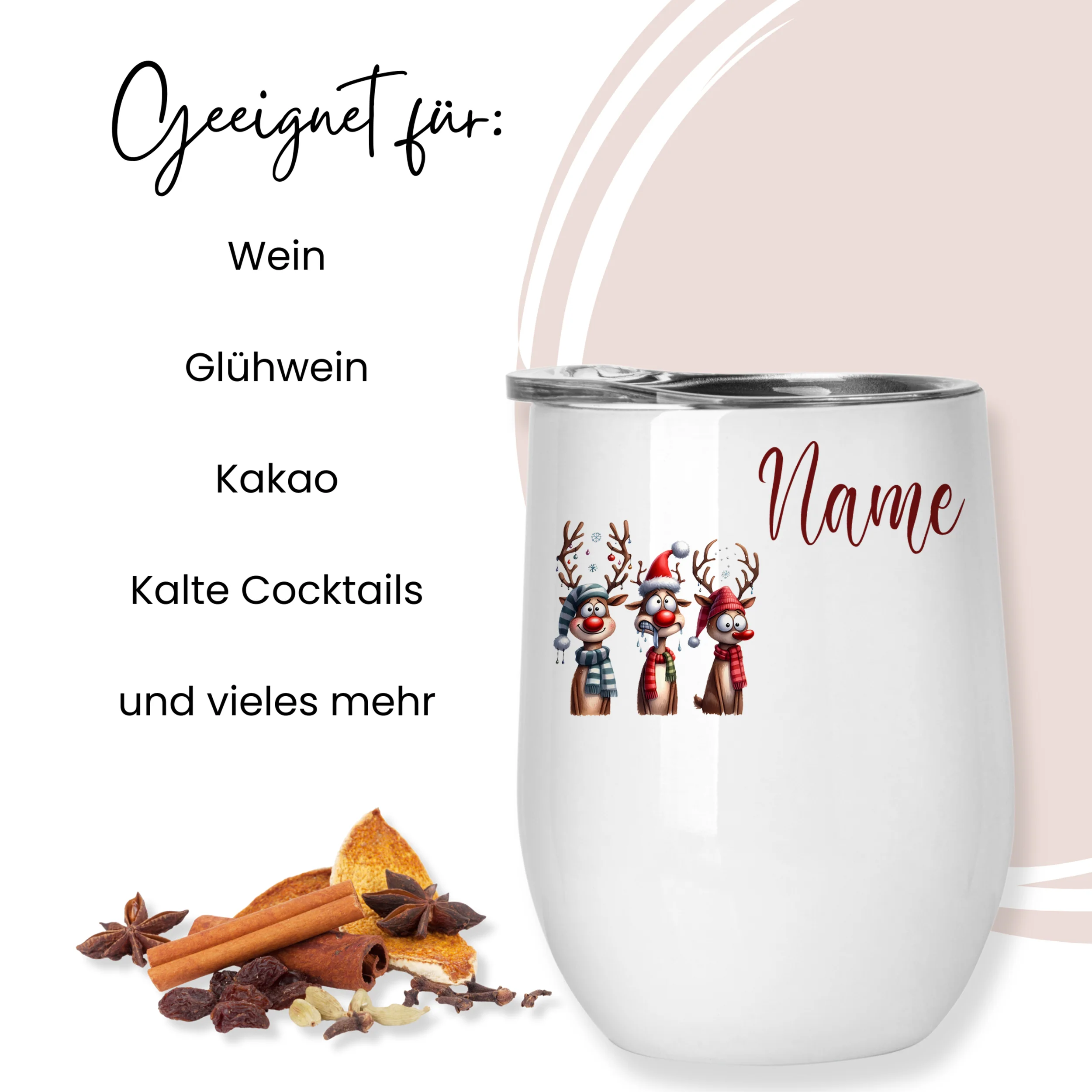 Weinbecher mit fröhlichen Rentieren - Image 4