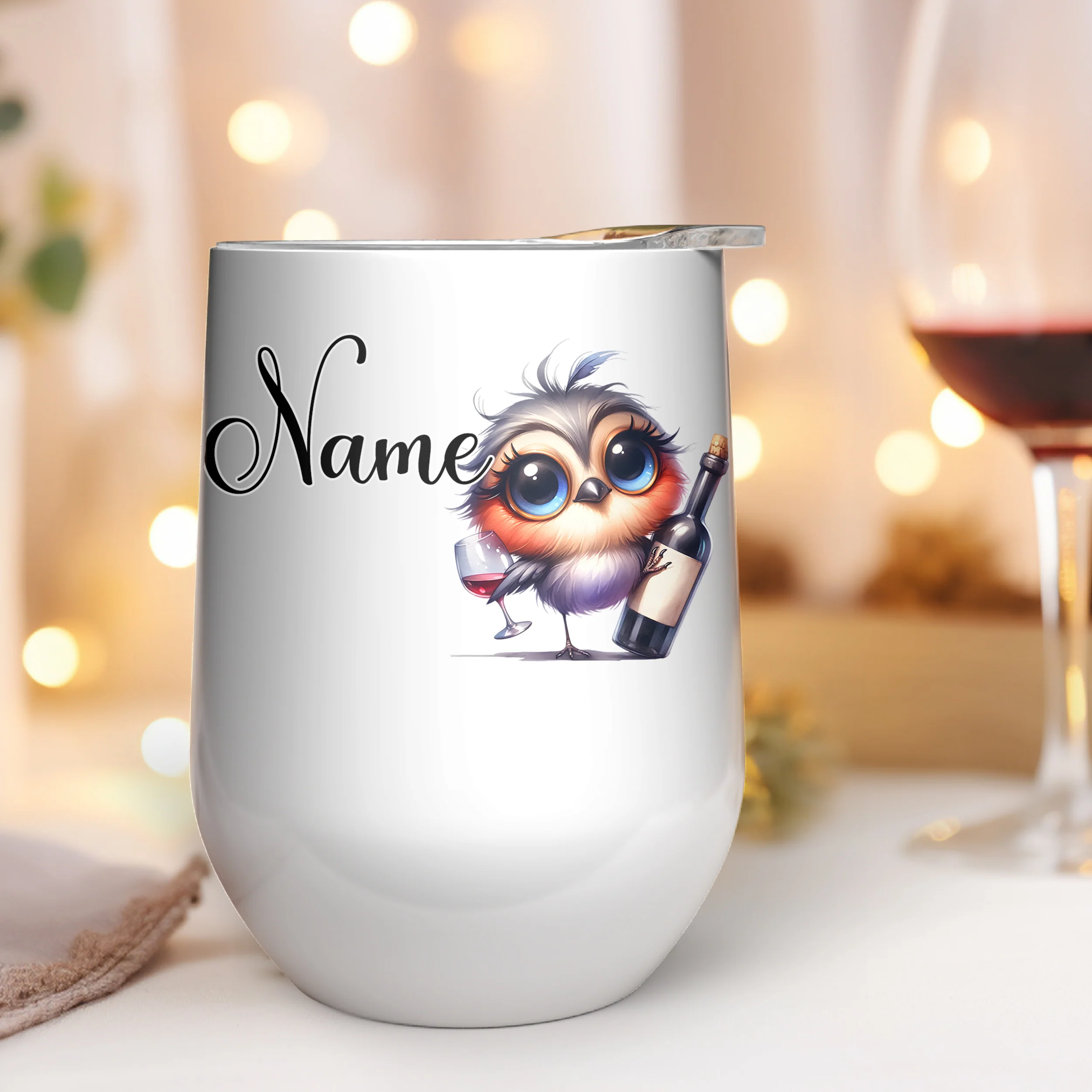 Weinbecher mit verspieltem Eulenmotiv - Image 3