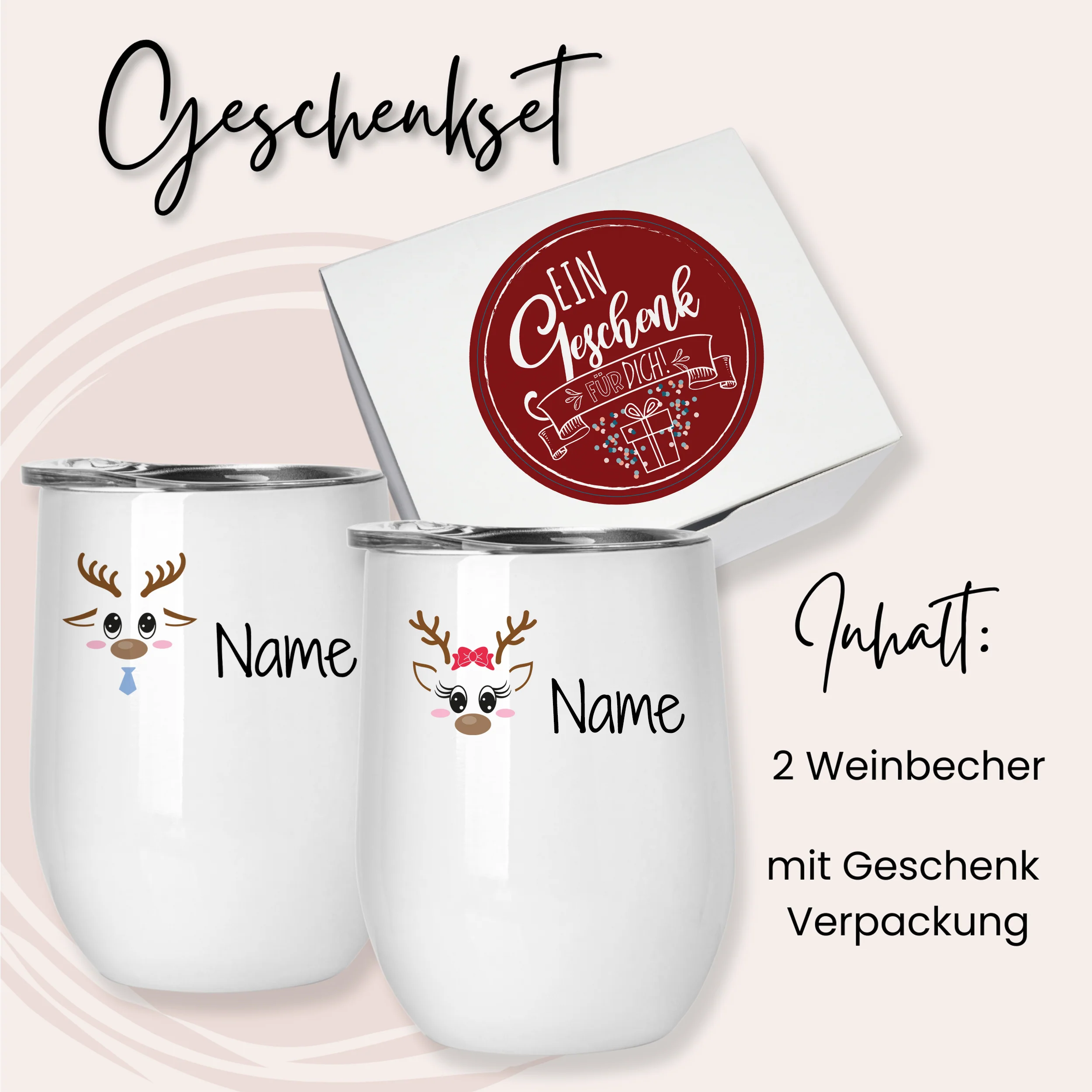 Weinbecher Set mit Rentier-Motiv - Fröhliche Feste feiern - Image 4