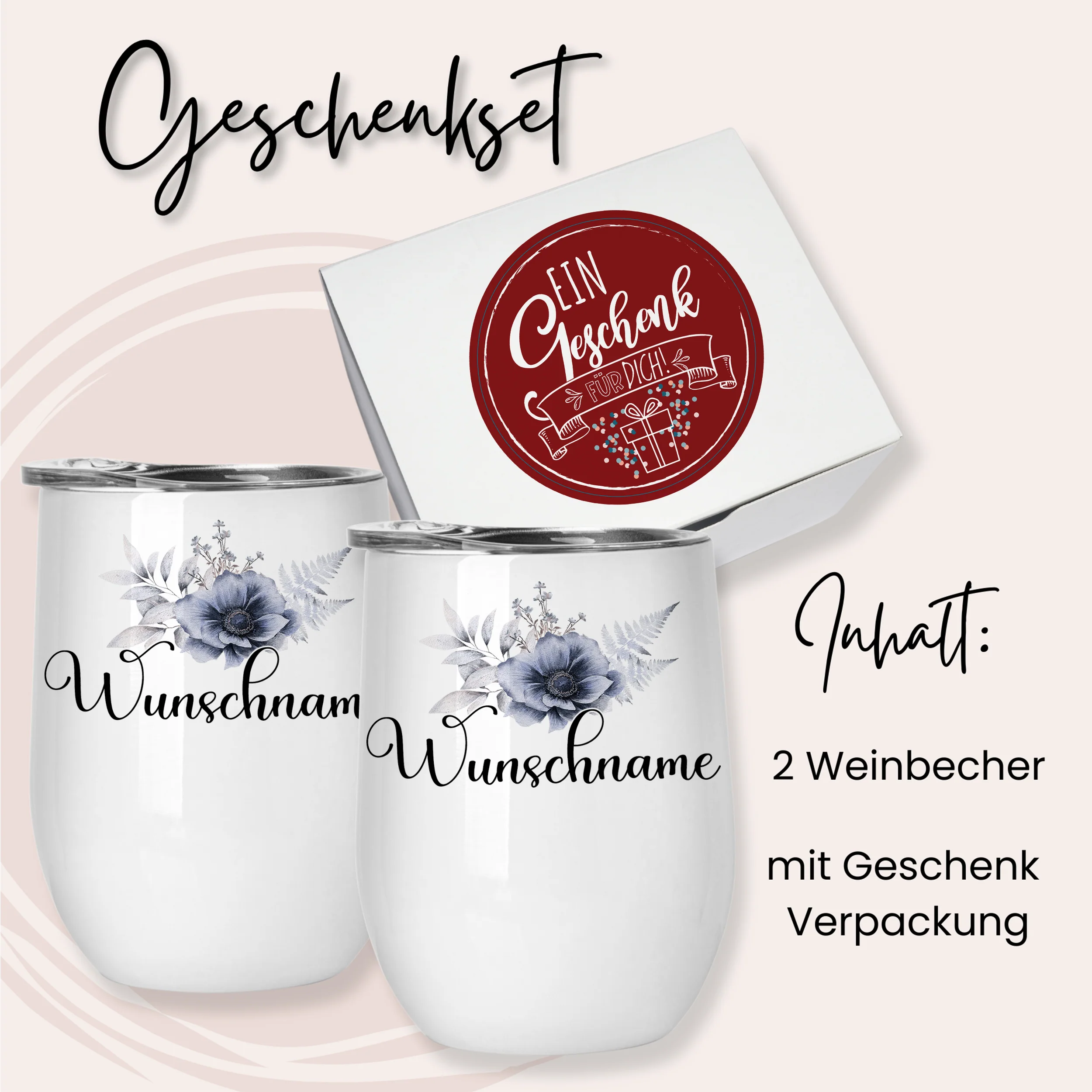 Zwei Glühweinbecher Set mit Blumenmotiv - Image 4