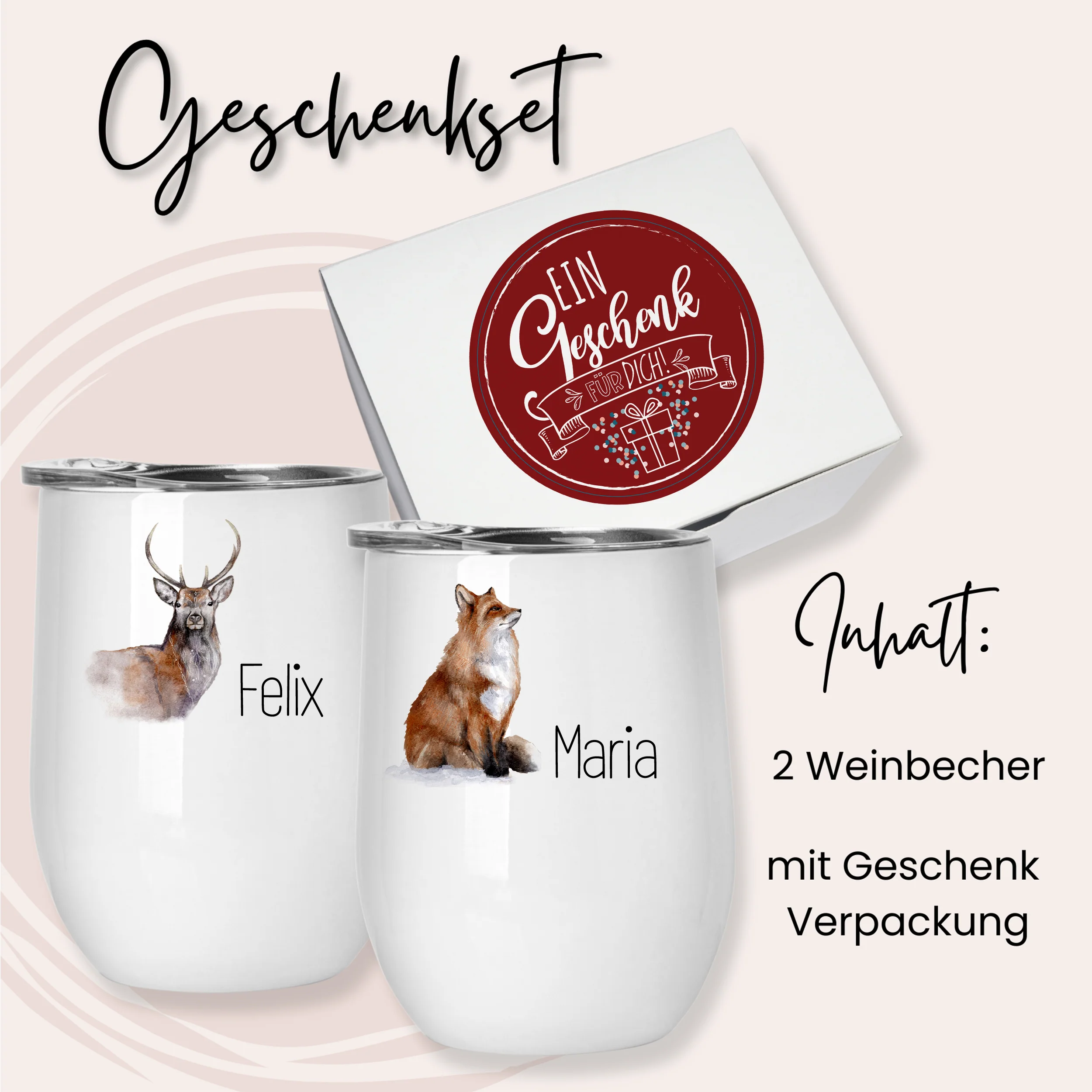 Zwei Glühweinbecher Set mit Fuchs- und Hirschmotiv - Image 4