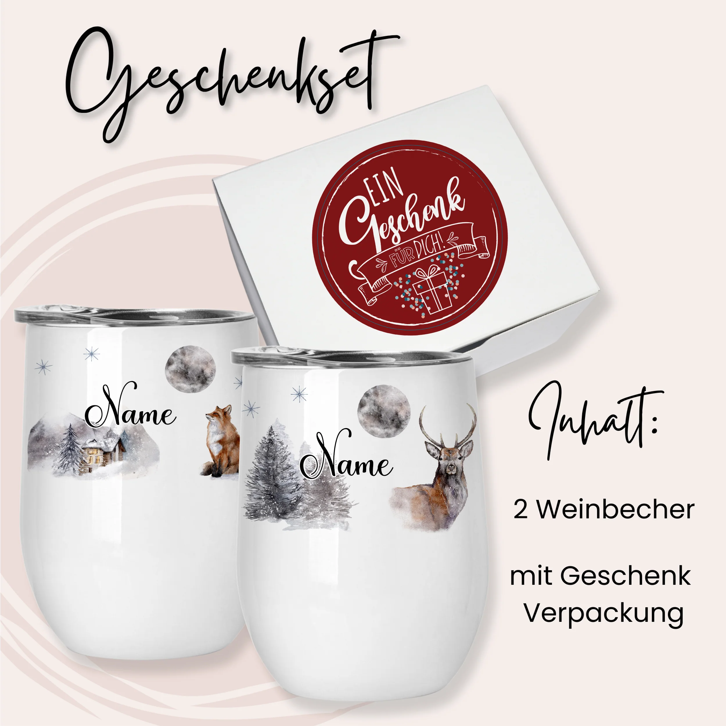 Zwei Glühweinbecher Set mit Fuchs- und Hirschmotiv - Image 4