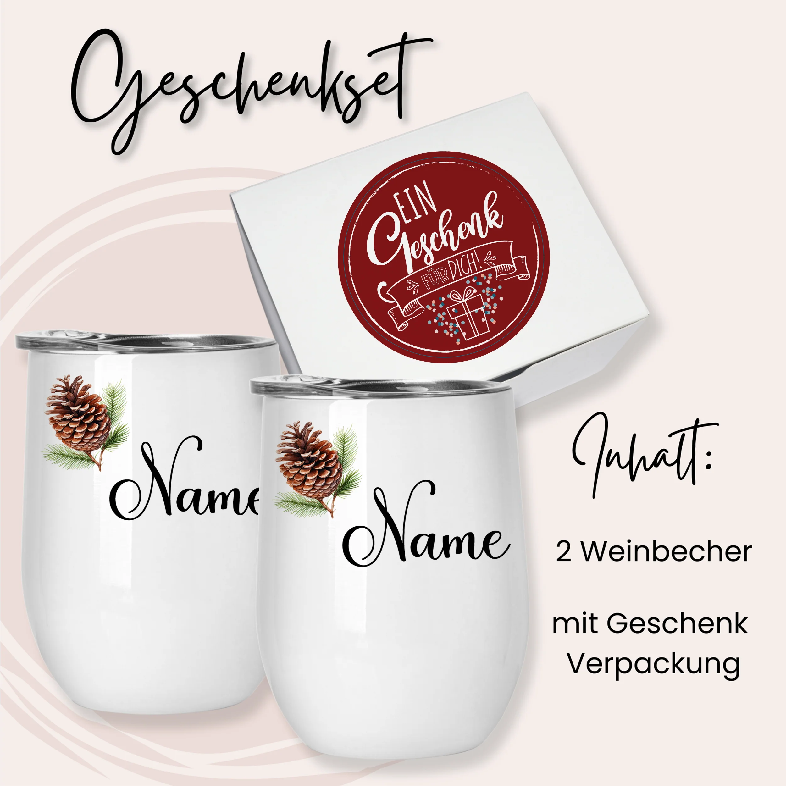 Zwei Glühweinbecher Set mit Tannenzapfenmotiv - Image 4